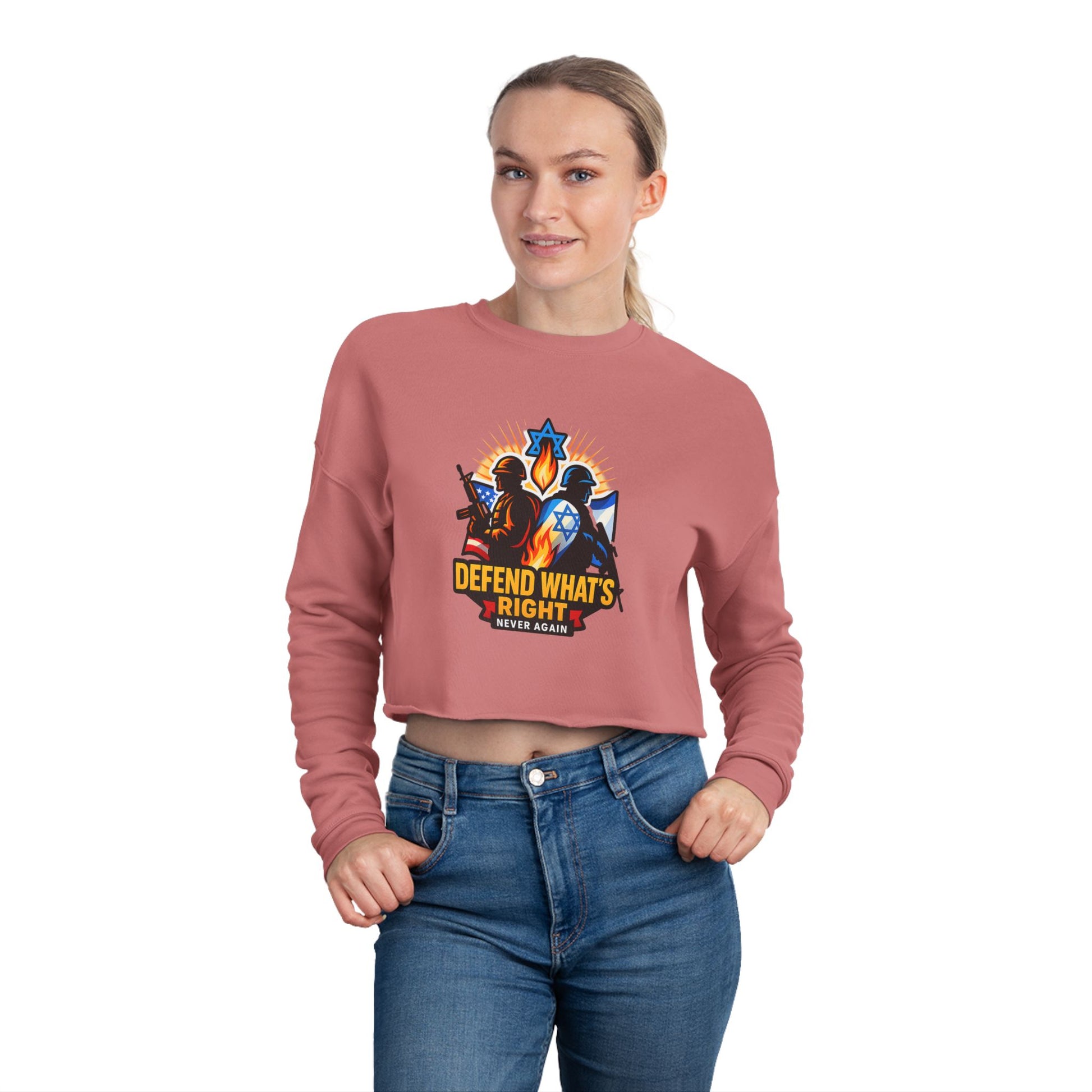 Defend Whats Right Women's Cropped Sweatshirt - American Zionist