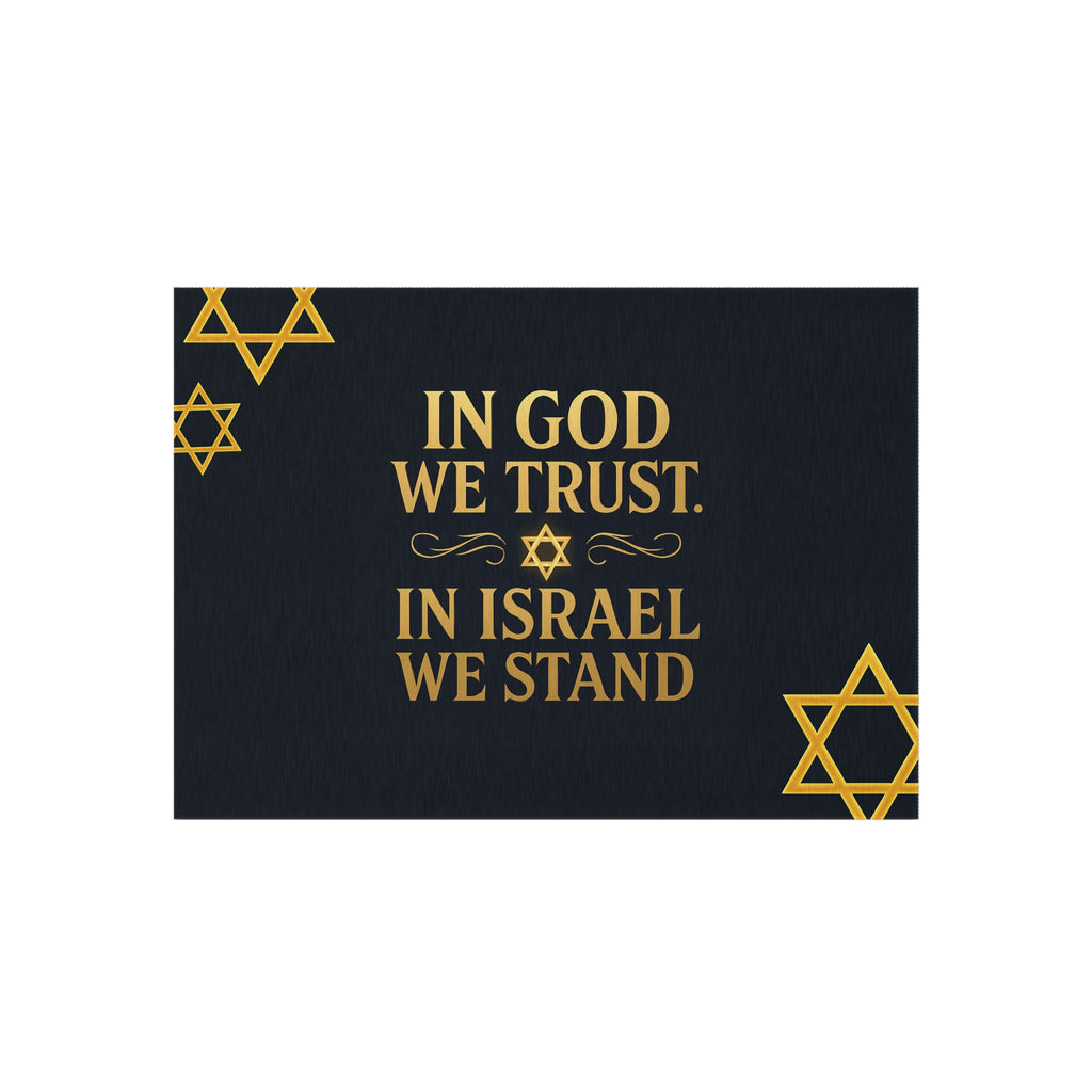 In God We Trust, In Israel We Stand with Stars Outdoor Rug - American Zionist