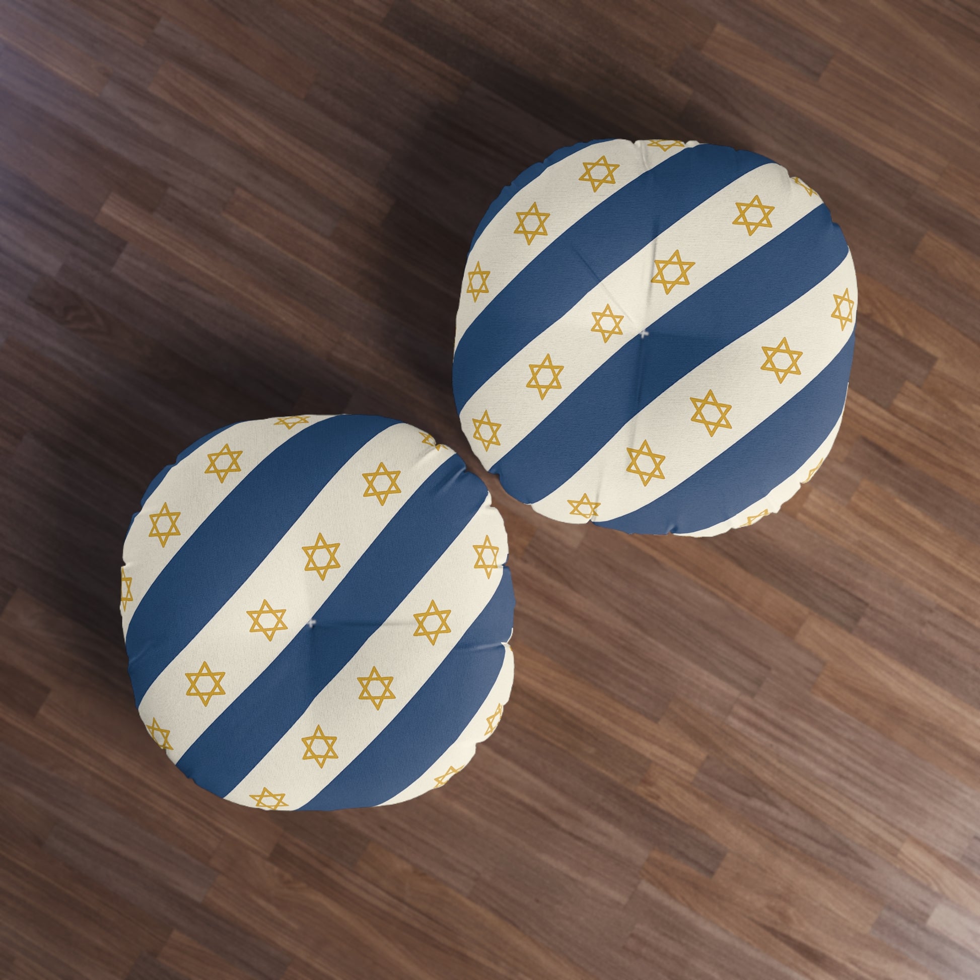 Israel Regalia Stripe Tufted Floor Pillow, Round - American Zionist