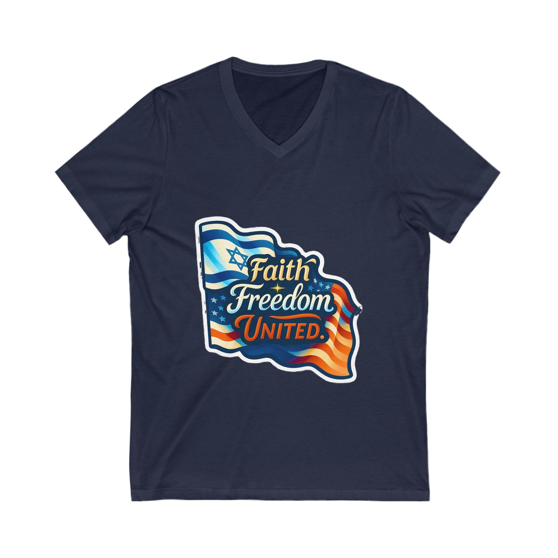 Faith Freedom United Unisex Jersey Short Sleeve V - Neck Tee - American Zionist
