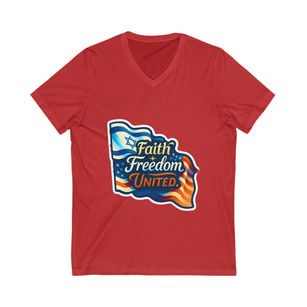 Faith Freedom United Unisex Jersey Short Sleeve V - Neck Tee - American Zionist