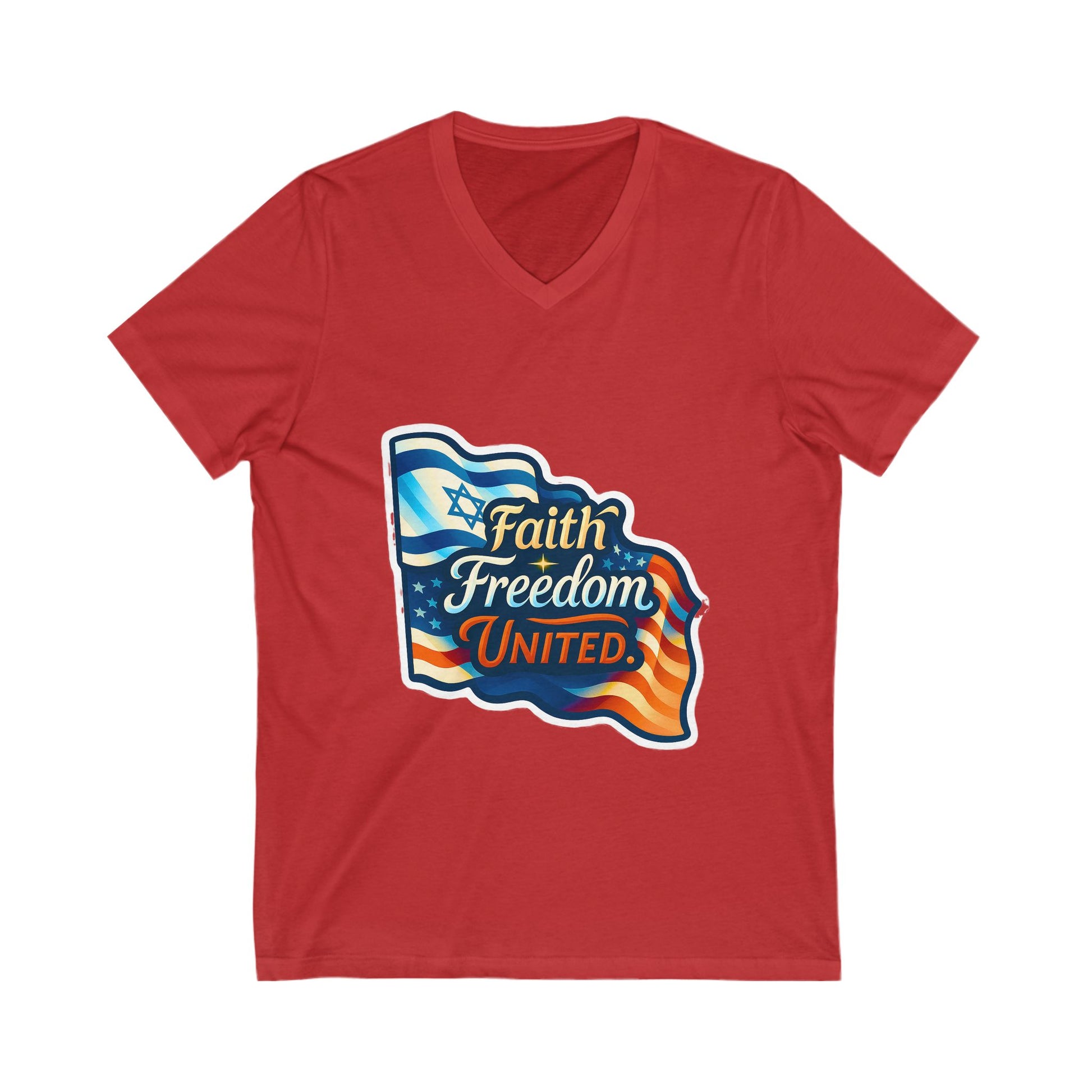 Faith Freedom United Unisex Jersey Short Sleeve V - Neck Tee - American Zionist