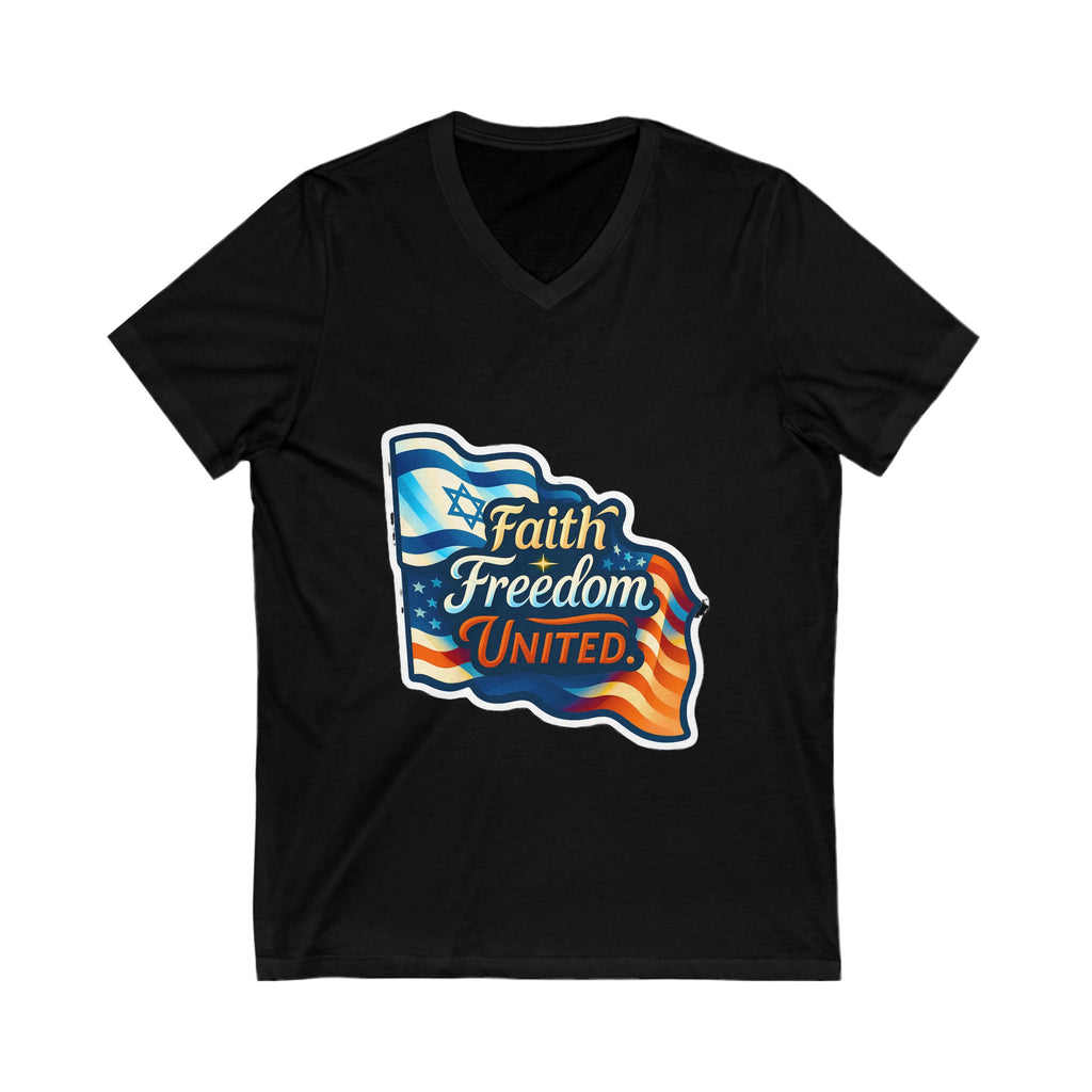 Faith Freedom United Unisex Jersey Short Sleeve V - Neck Tee - American Zionist