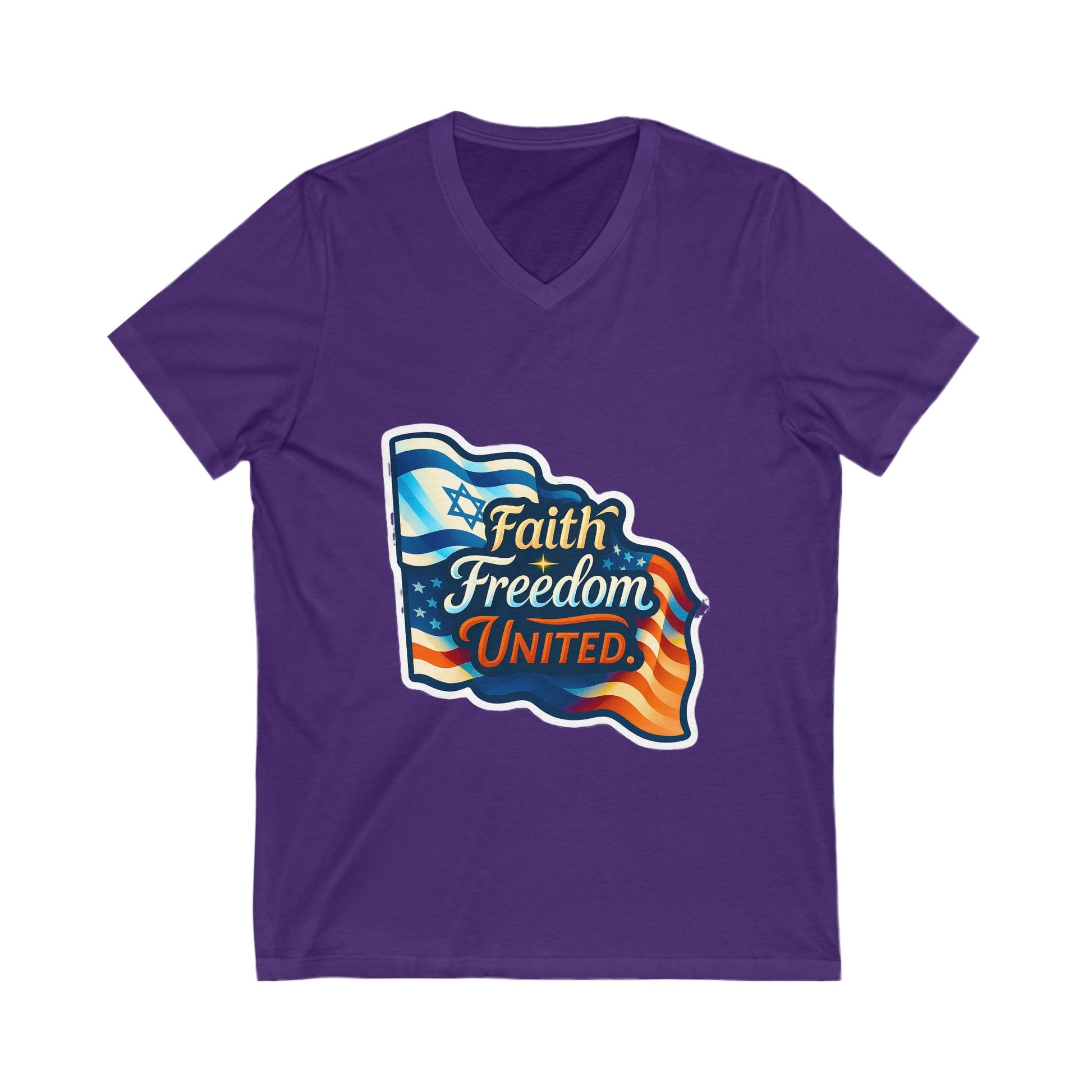 Faith Freedom United Unisex Jersey Short Sleeve V - Neck Tee - American Zionist