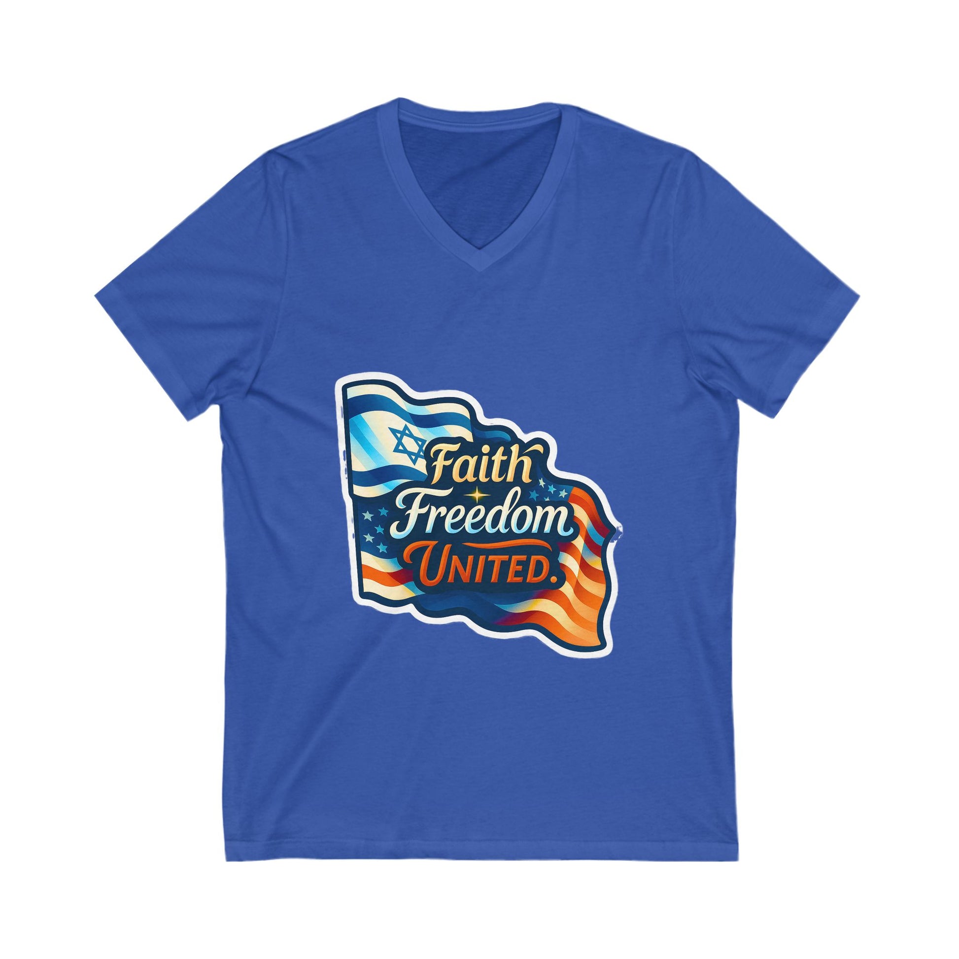 Faith Freedom United Unisex Jersey Short Sleeve V - Neck Tee - American Zionist