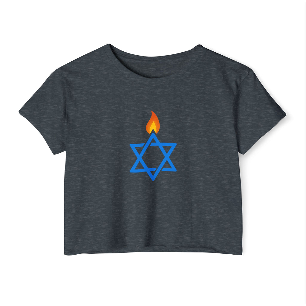 Fire Stars Of David Women's Festival Crop Top - American Zionist