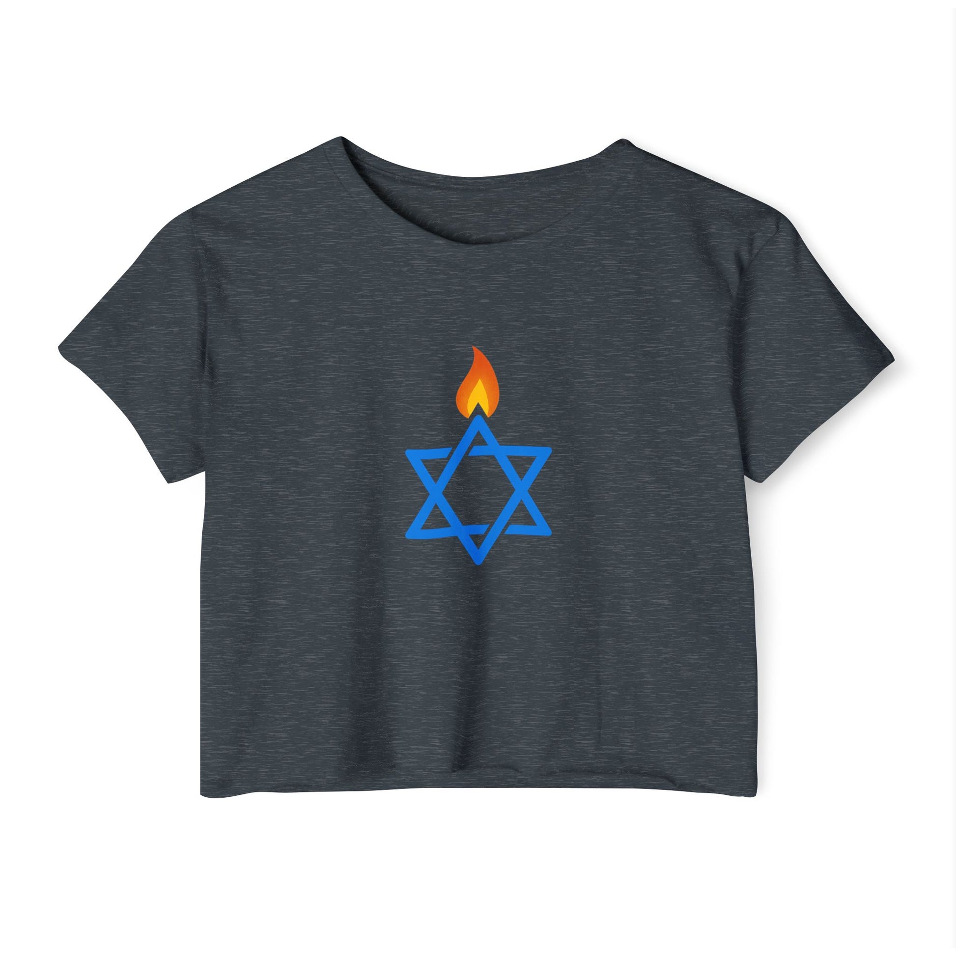 Fire Stars Of David Women's Festival Crop Top - American Zionist