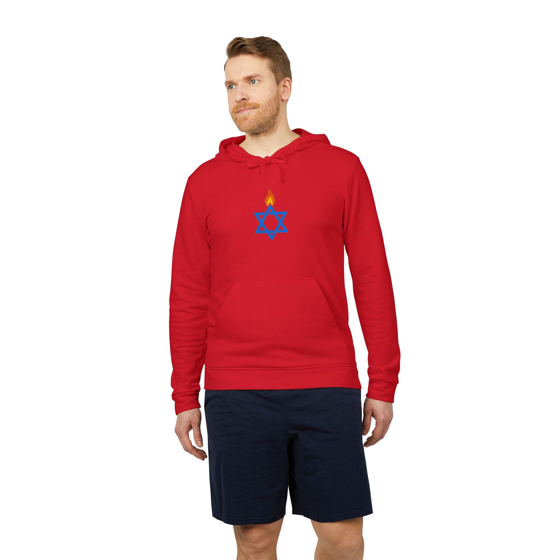 Fire Stars Of David Adidas Unisex Fleece Hoodie - American Zionist