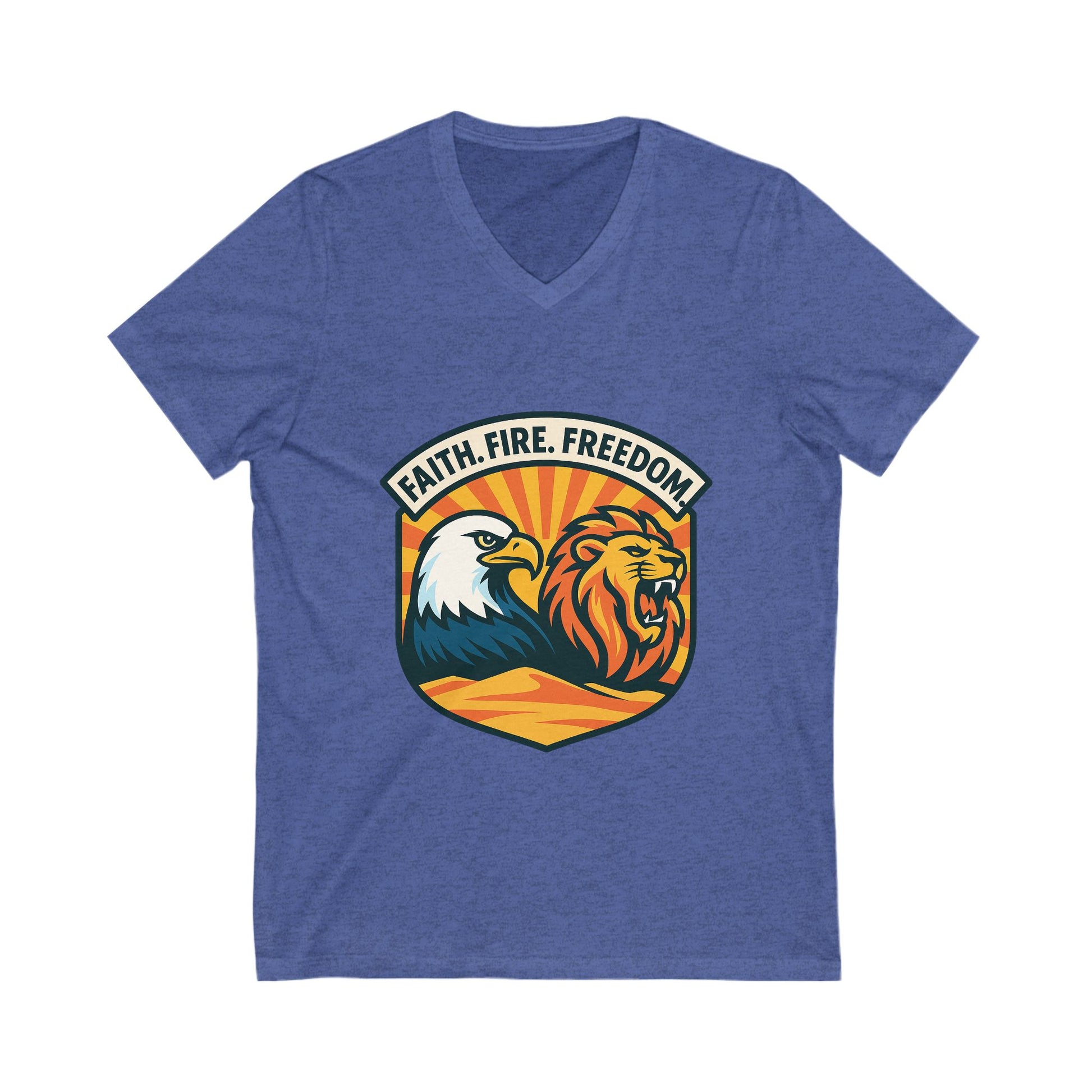 Lions Eagles Rise Unisex Jersey Short Sleeve V - Neck Tee - American Zionist