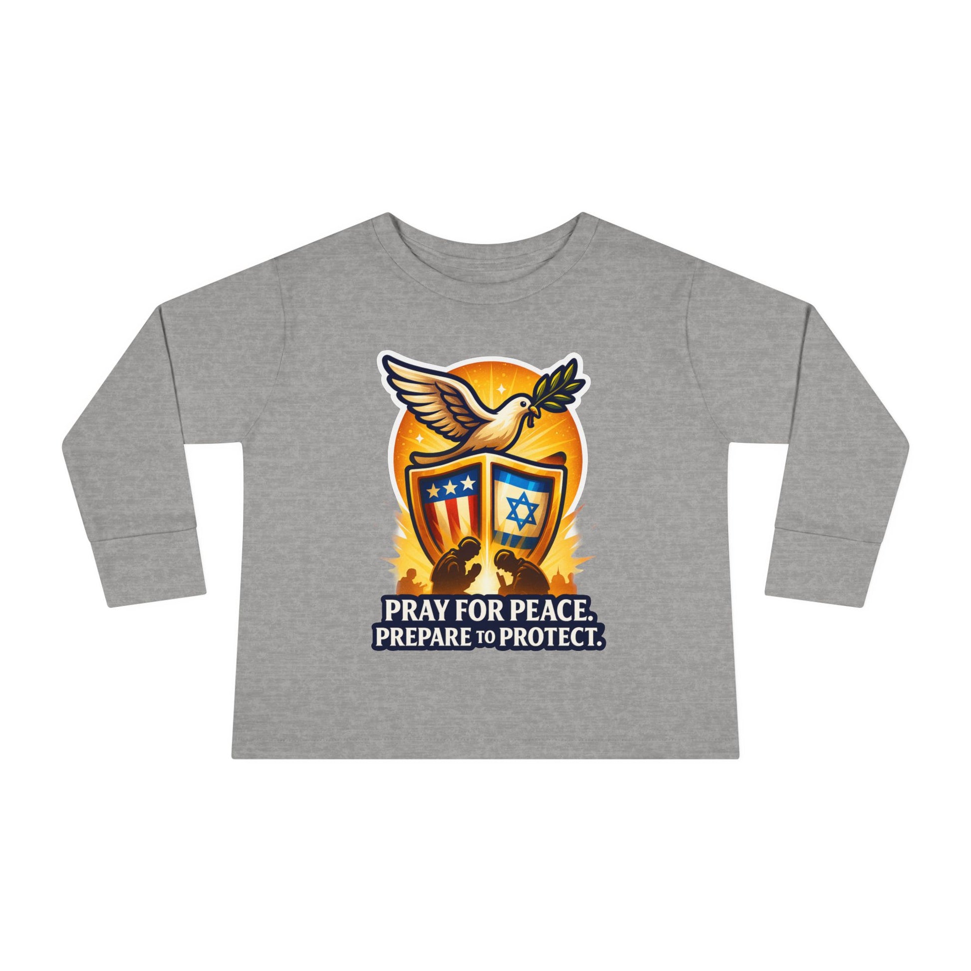 Pray For Peace Toddler Long Sleeve Tee - American Zionist
