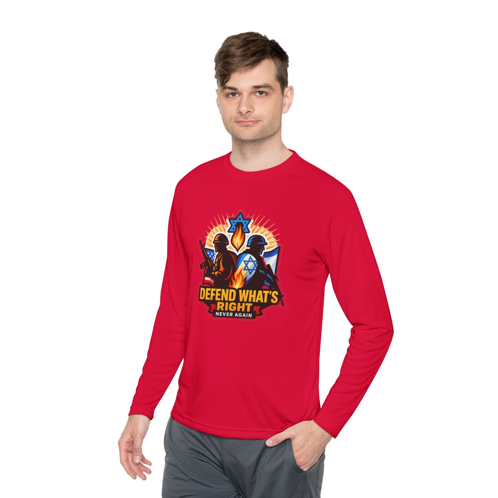 Defend What's Right Unisex Lightweight Long Sleeve Tee - American Zionist