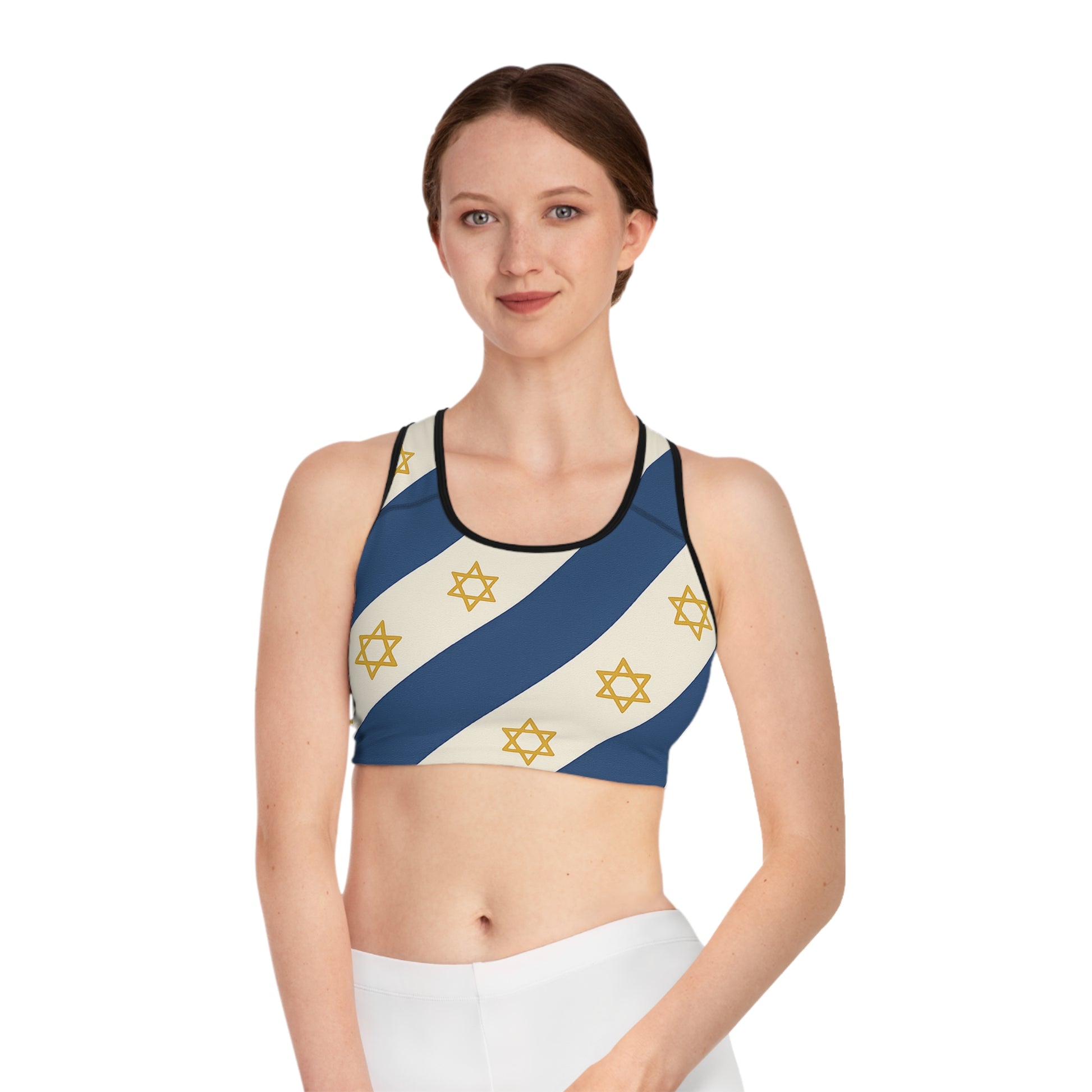 Israel Regalia Stripe Sports Bra (AOP) - American Zionist