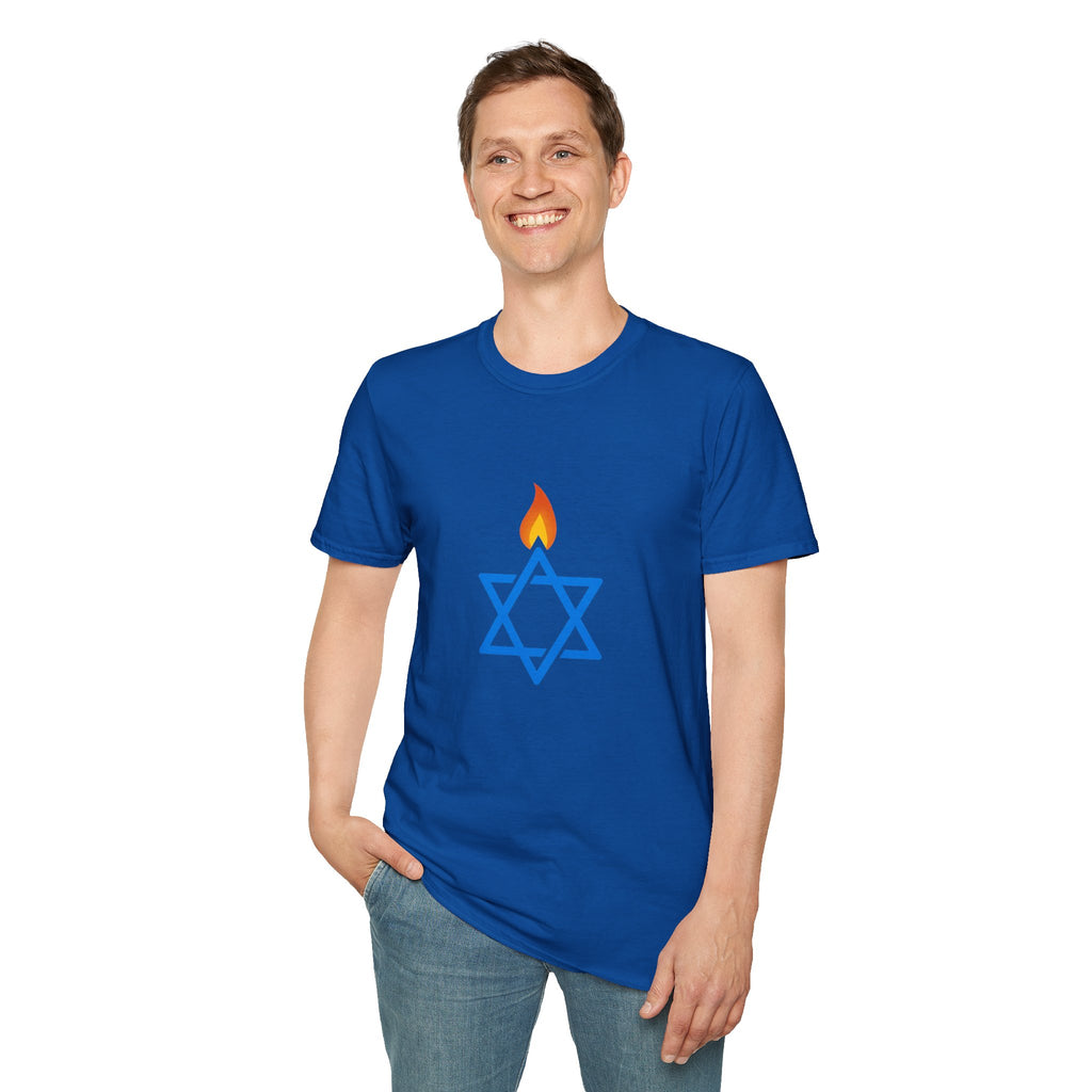 Fire Stars Of David Unisex Softstyle T-Shirt - American Zionist