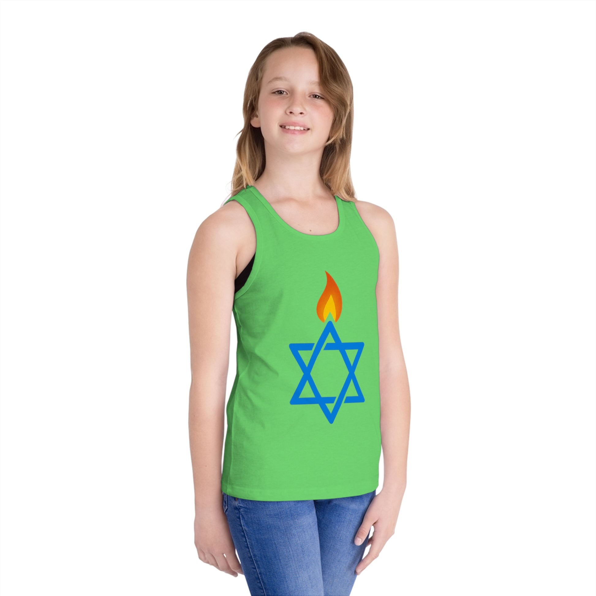 Fire Stars Of David Kid's Jersey Tank Top - American Zionist