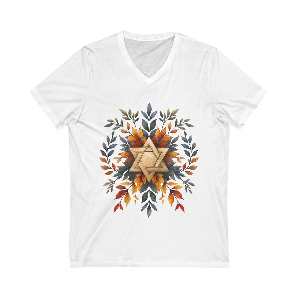 Star of David Wreath Unisex Jersey Short Sleeve V - Neck Tee - American Zionist