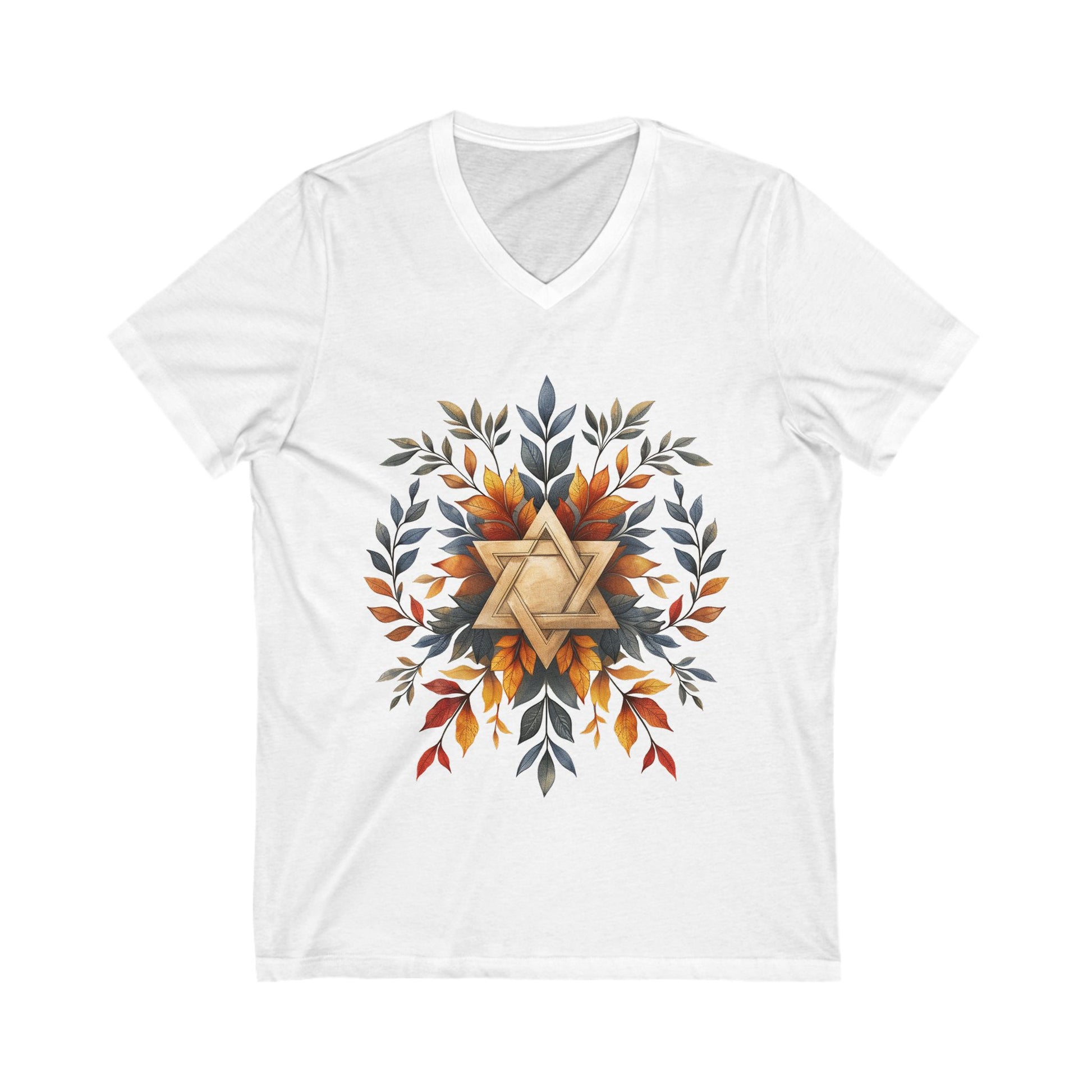 Star of David Wreath Unisex Jersey Short Sleeve V - Neck Tee - American Zionist
