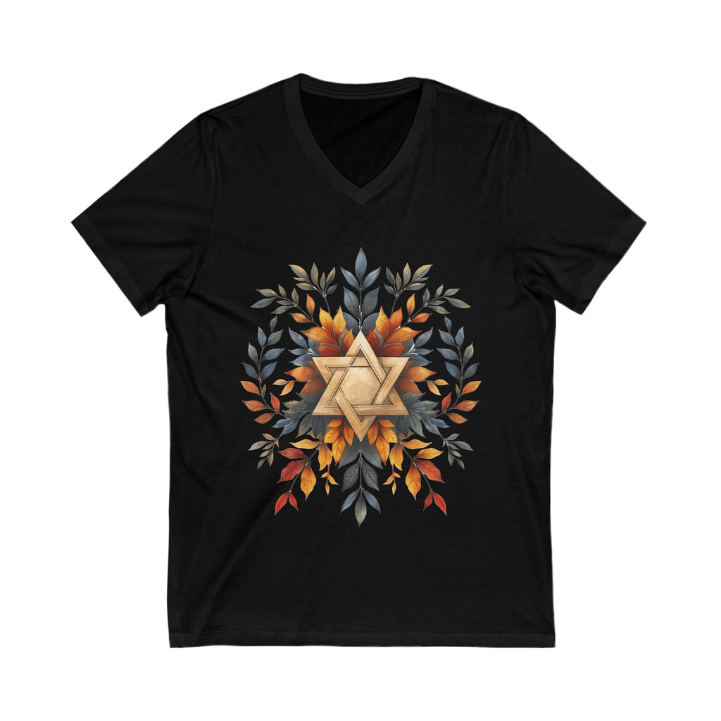 Star of David Wreath Unisex Jersey Short Sleeve V - Neck Tee - American Zionist