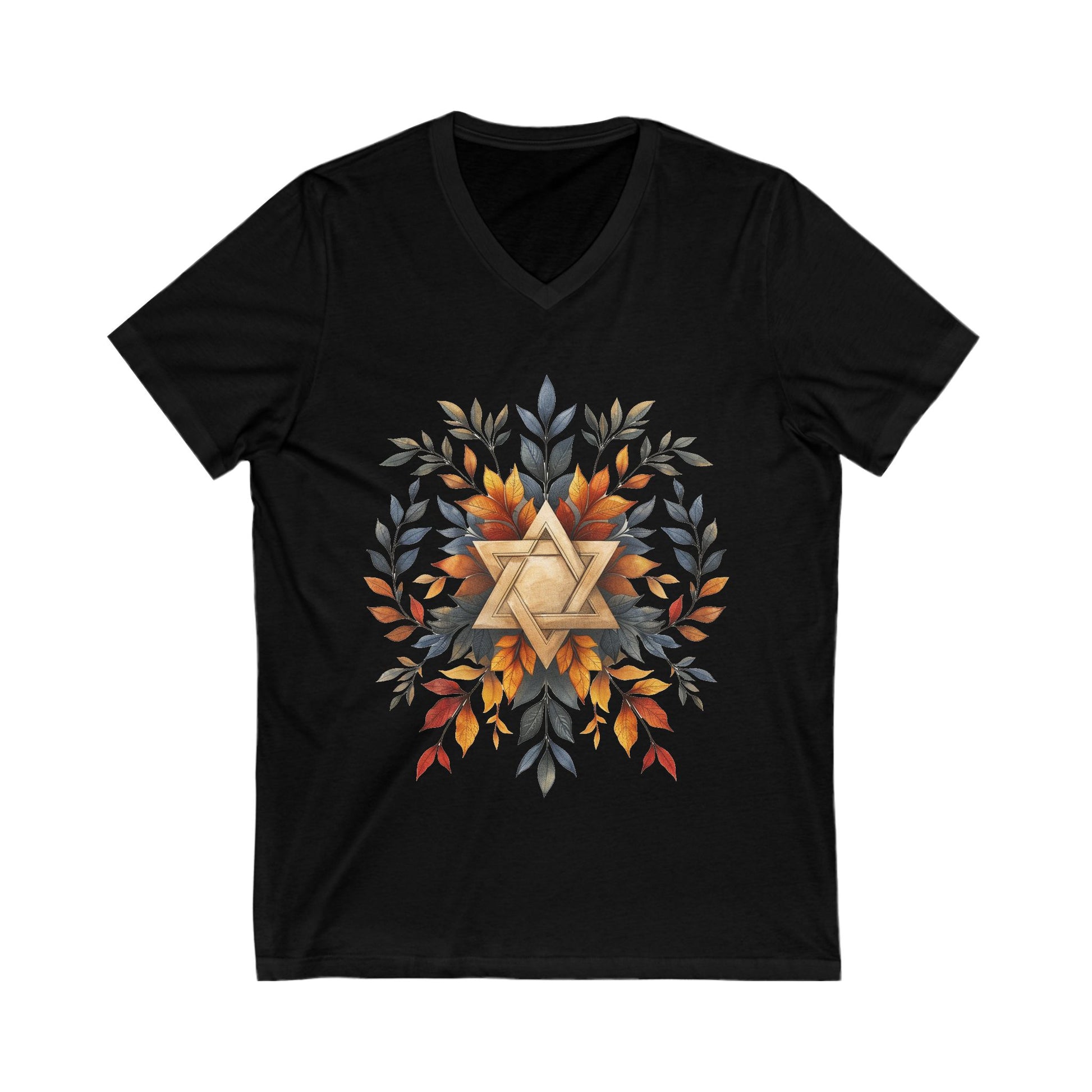 Star of David Wreath Unisex Jersey Short Sleeve V - Neck Tee - American Zionist