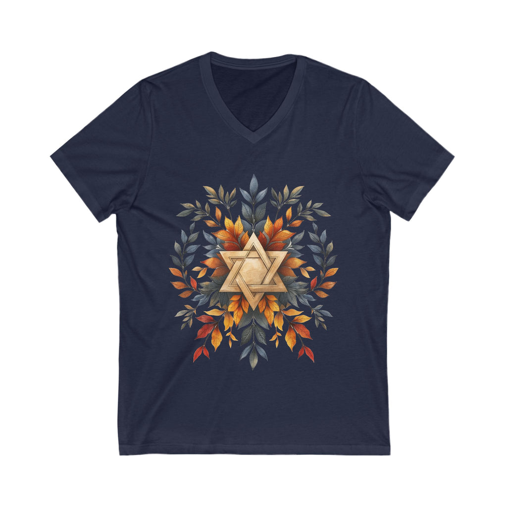 Star of David Wreath Unisex Jersey Short Sleeve V - Neck Tee - American Zionist
