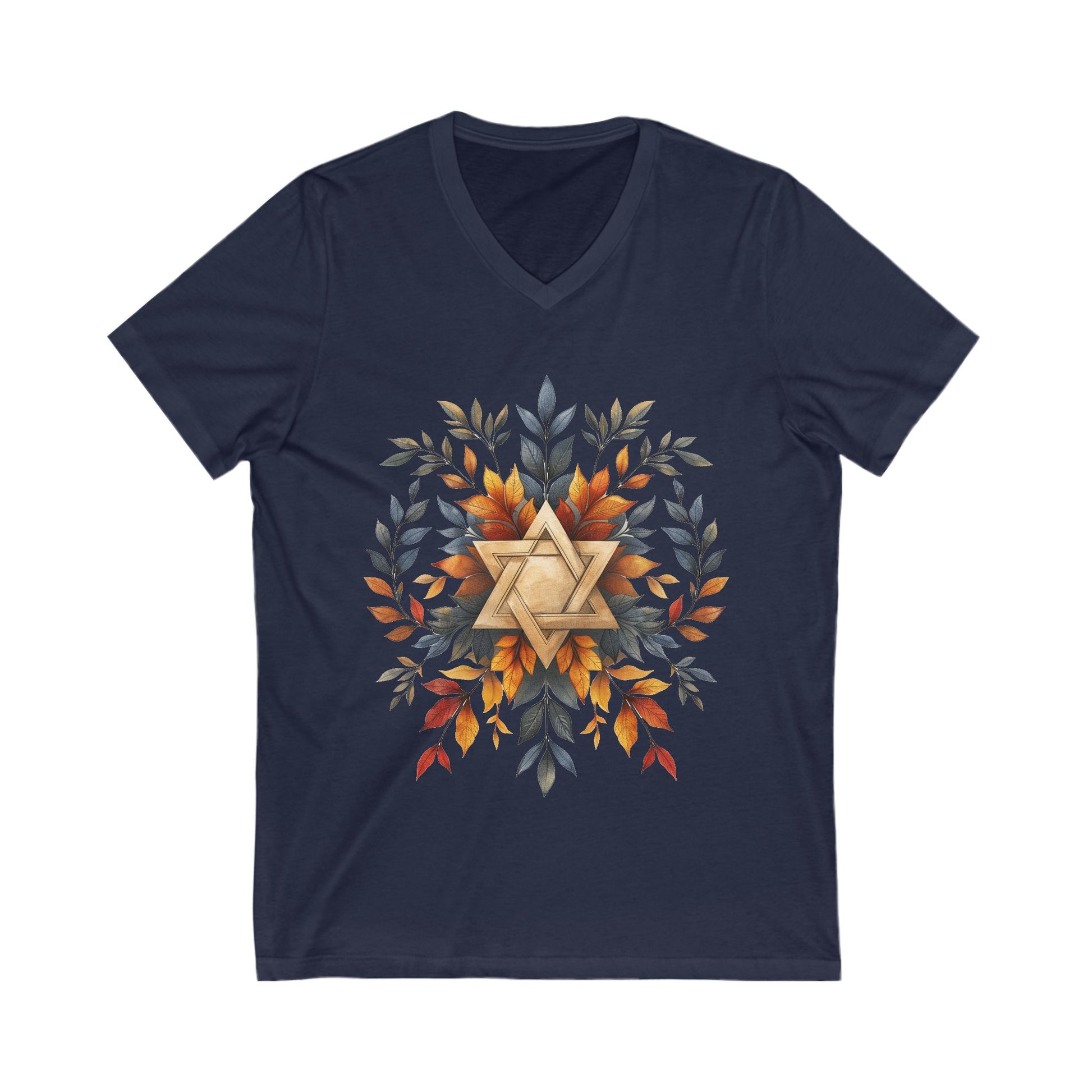 Star of David Wreath Unisex Jersey Short Sleeve V - Neck Tee - American Zionist