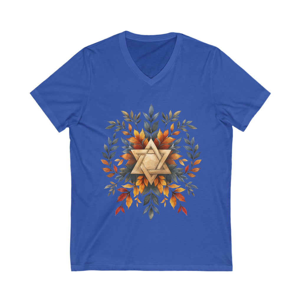 Star of David Wreath Unisex Jersey Short Sleeve V - Neck Tee - American Zionist