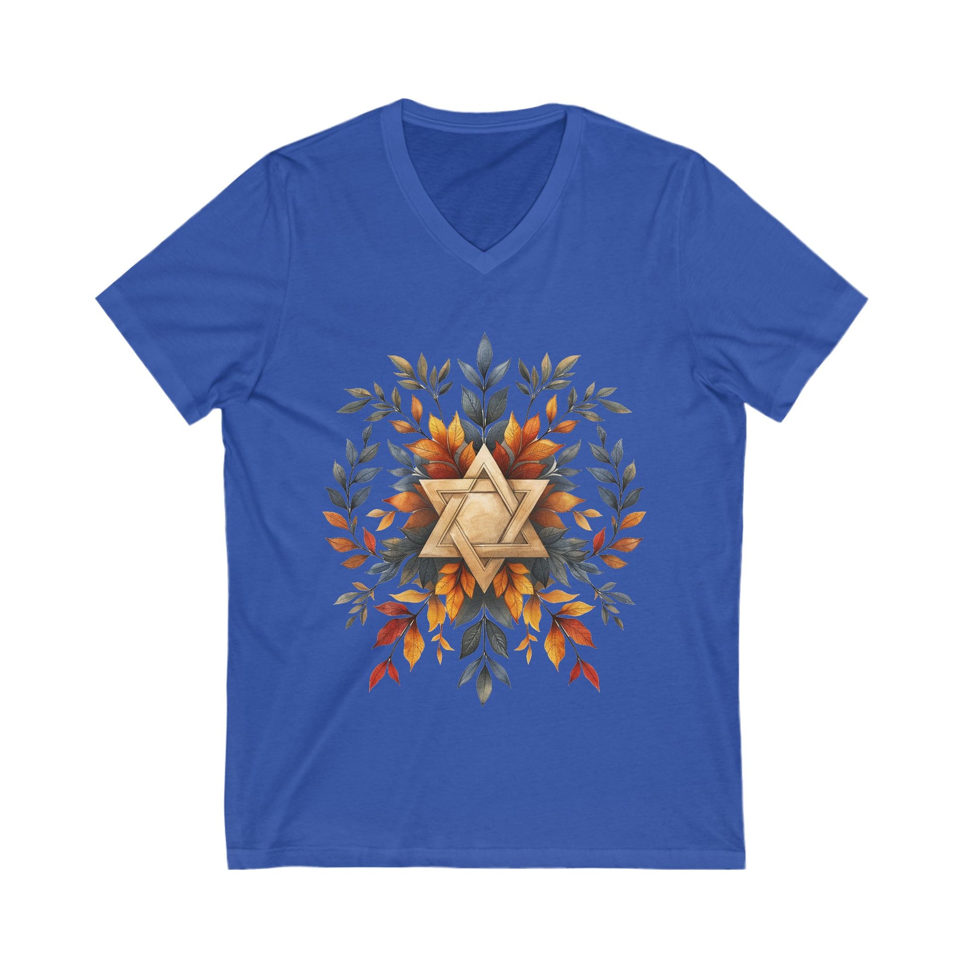 Star of David Wreath Unisex Jersey Short Sleeve V - Neck Tee - American Zionist