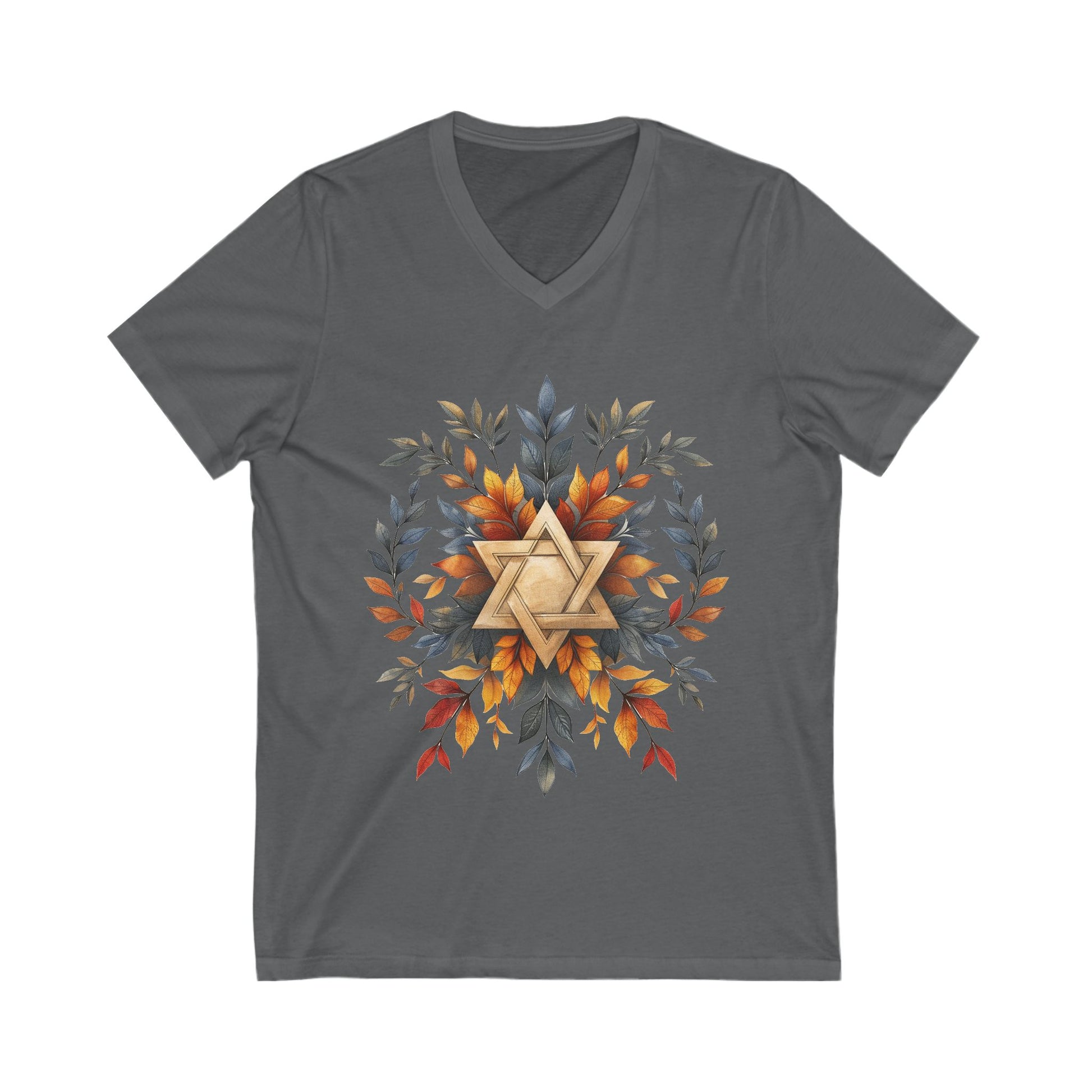 Star of David Wreath Unisex Jersey Short Sleeve V - Neck Tee - American Zionist