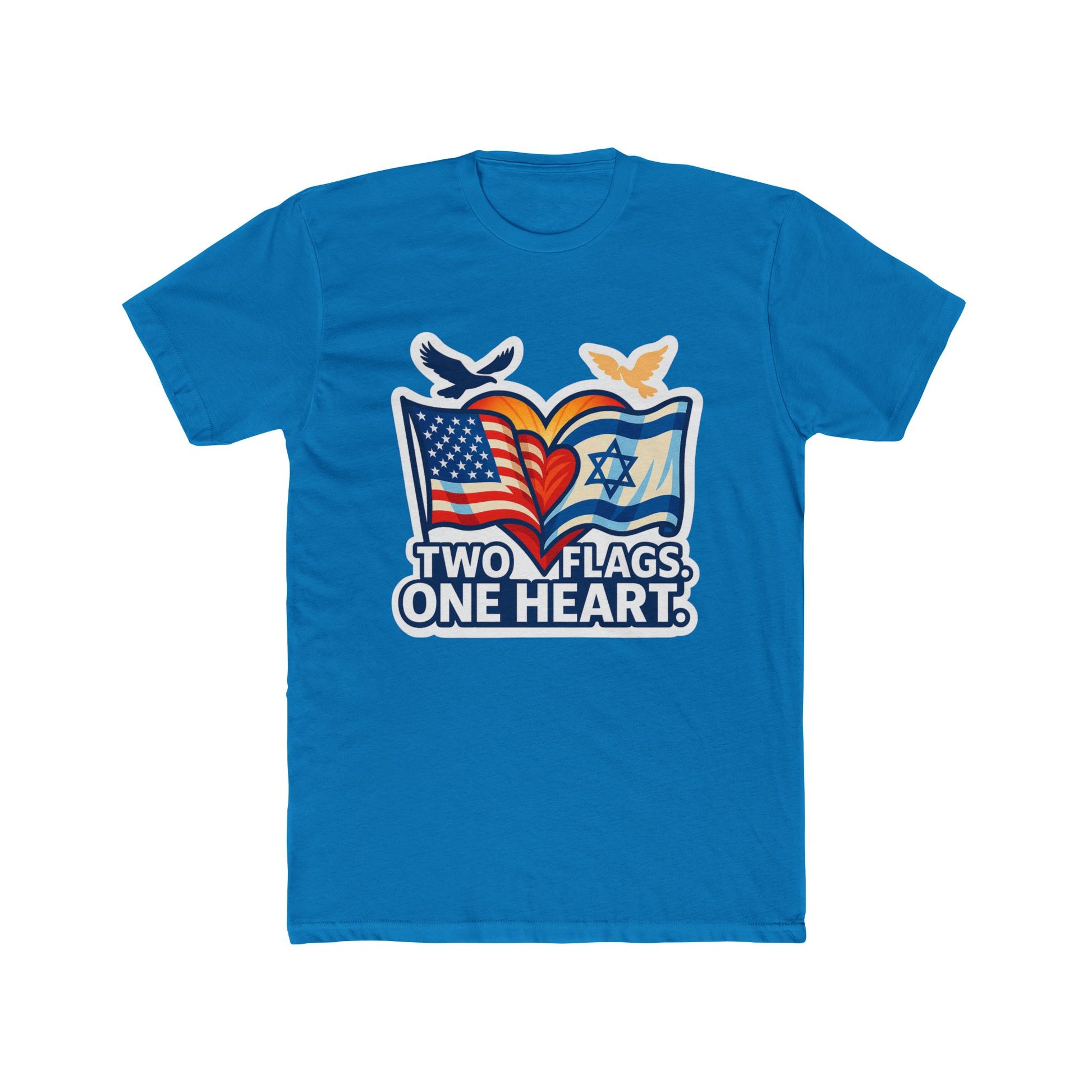 Two Flags. One Heart Unisex Cotton Crew Tee - American Zionist