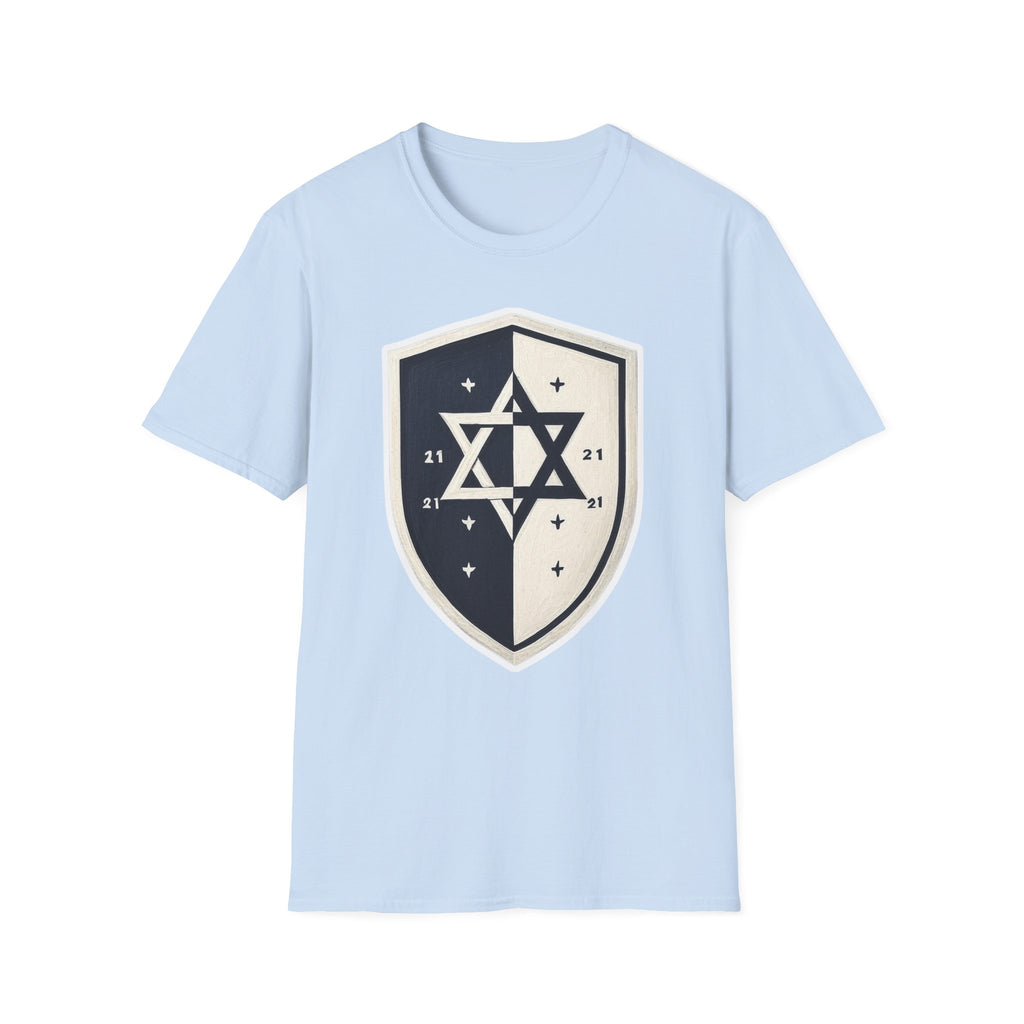 Black and White Shield Unisex Softstyle T-Shirt - American Zionist