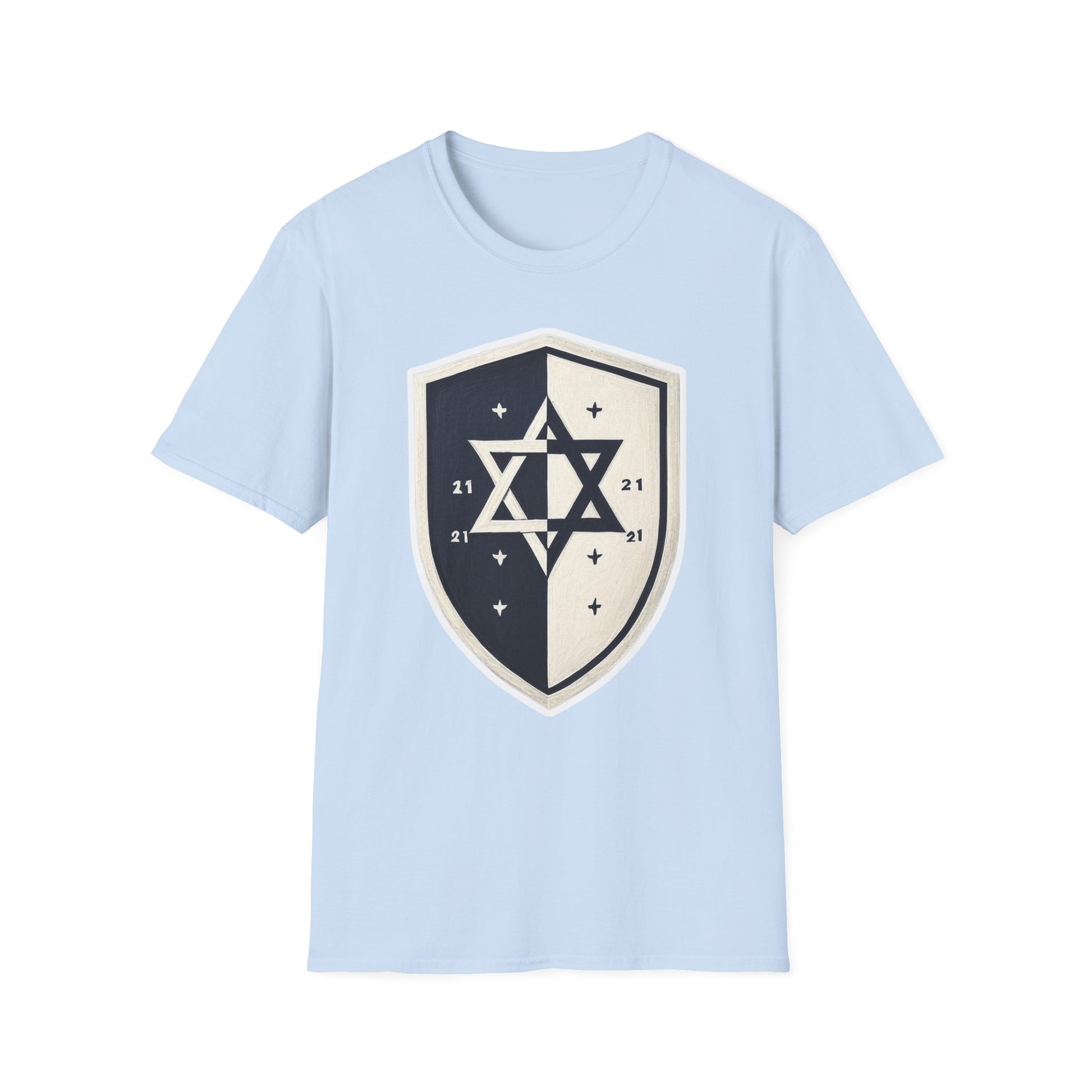 Black and White Shield Unisex Softstyle T-Shirt - American Zionist