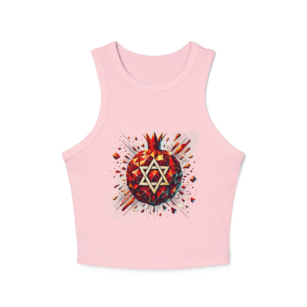 Pomegranate Star of David Women's Micro Rib Racer Tank Top - American Zionist
