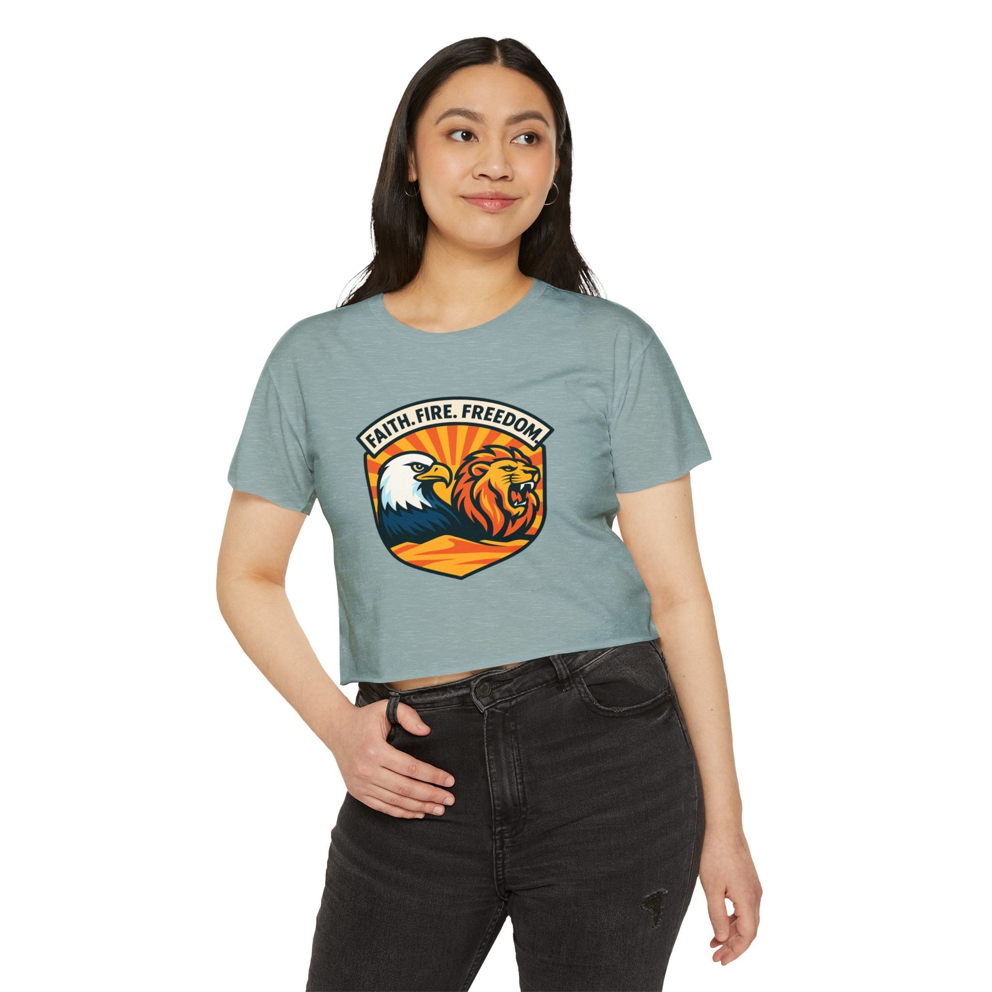 Lions Eagles Rise Women's Festival Crop Top - American Zionist