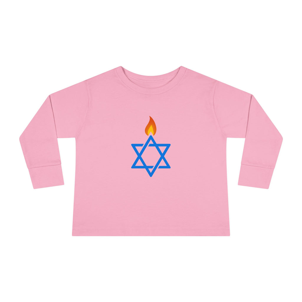 Fire Stars Of David Toddler Long Sleeve Tee - American Zionist