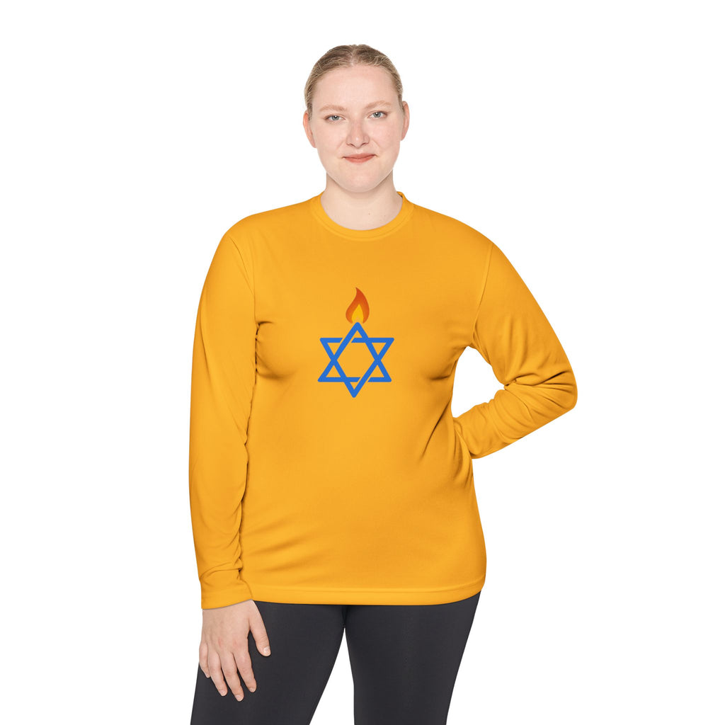 Fire Stars Of David Unisex Lightweight Long Sleeve Tee - American Zionist