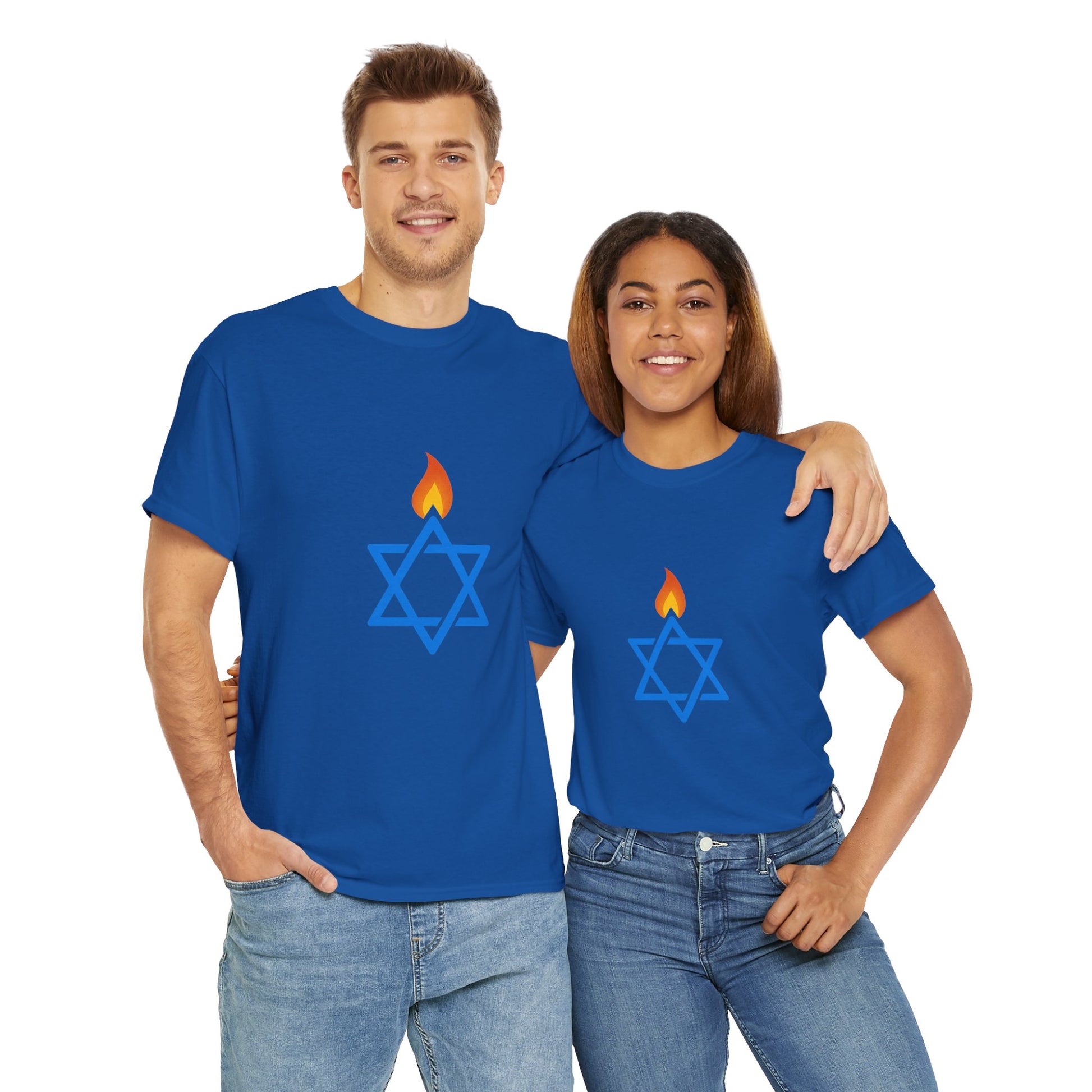 Fire Stars Of David Unisex Heavy Cotton Tee - American Zionist