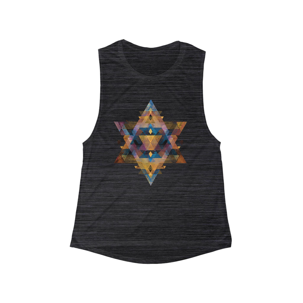 Star of David Geometric Women's Flowy Scoop Muscle Tank - American Zionist