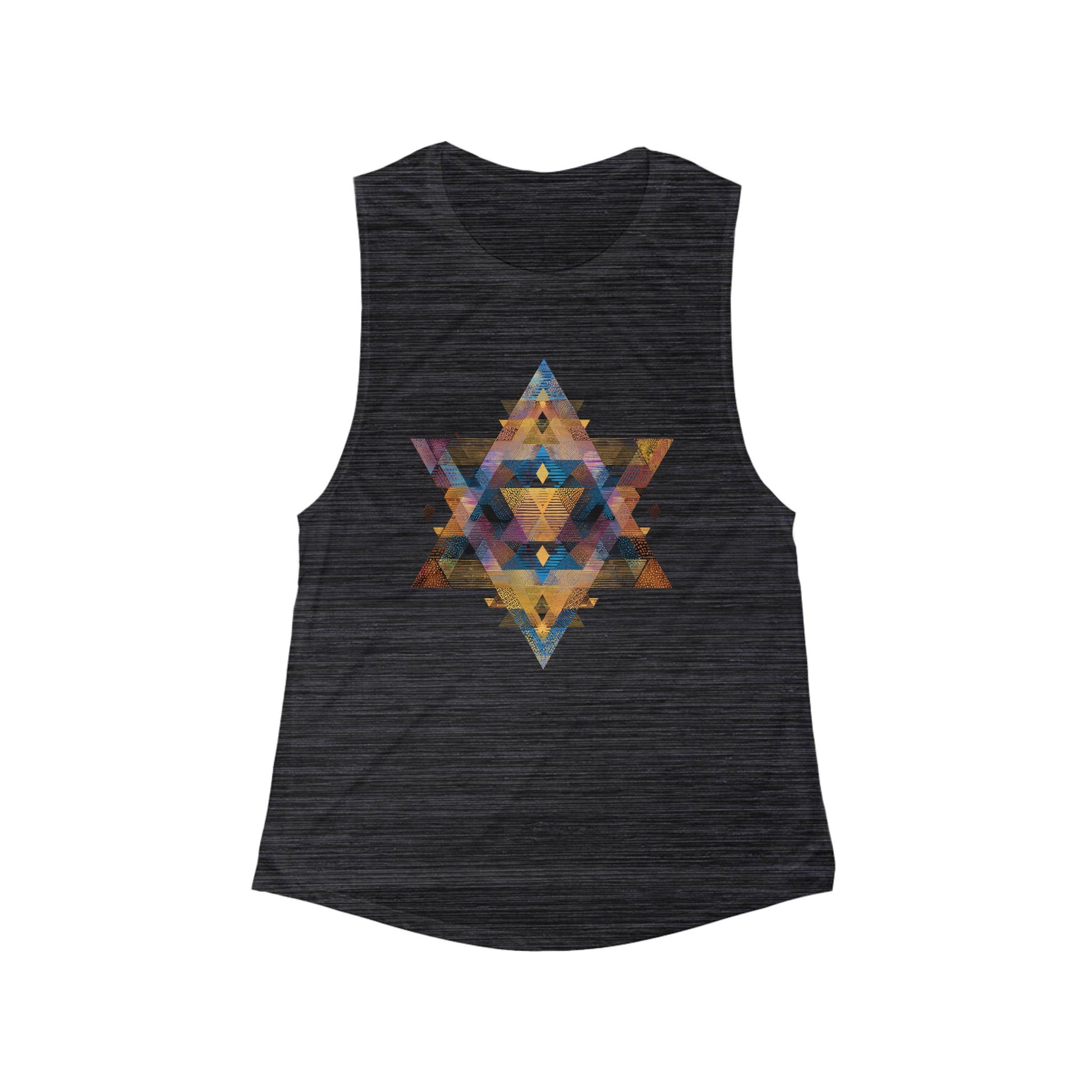 Star of David Geometric Women's Flowy Scoop Muscle Tank - American Zionist
