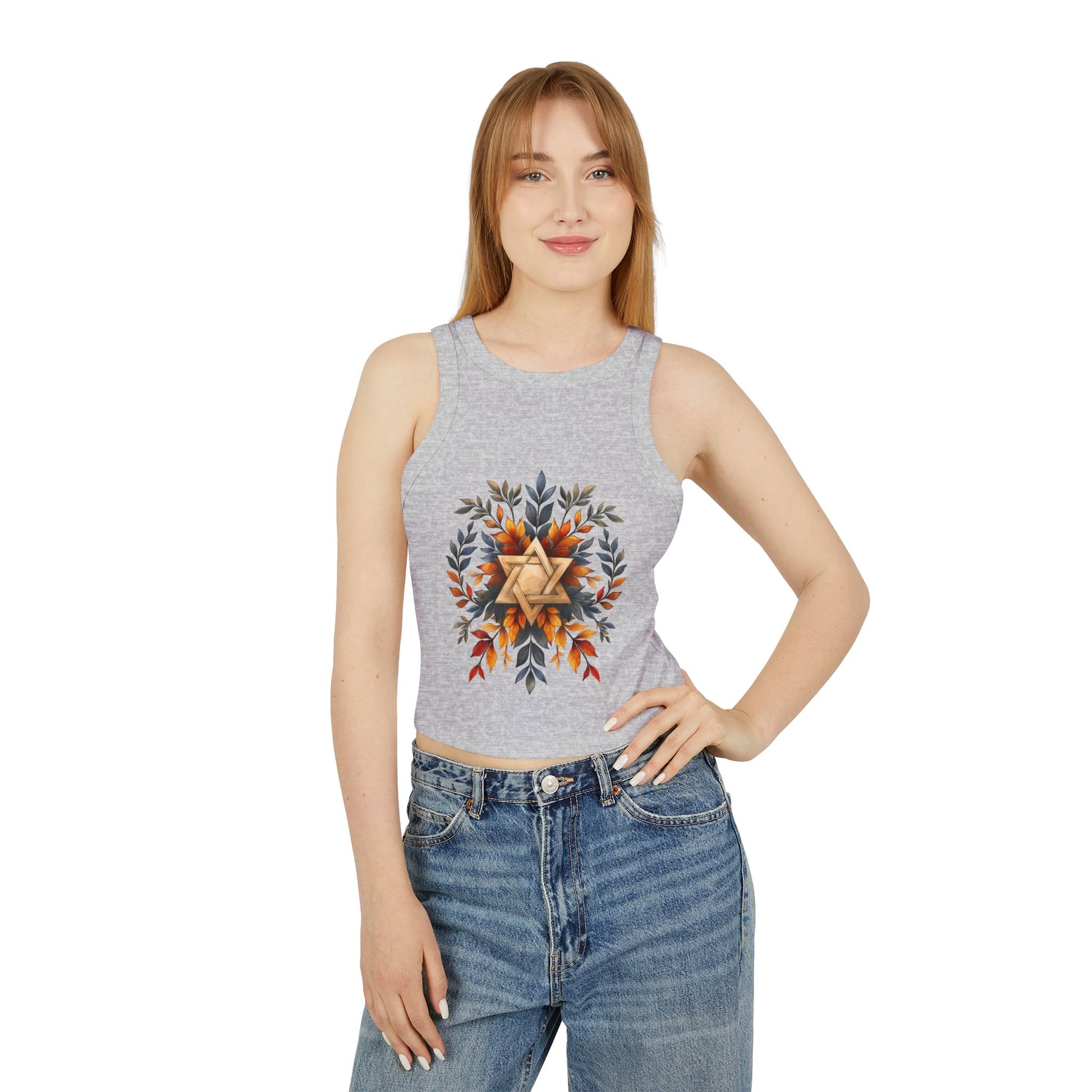 Star of David Wreath Women's Micro Rib Racer Tank Top - American Zionist