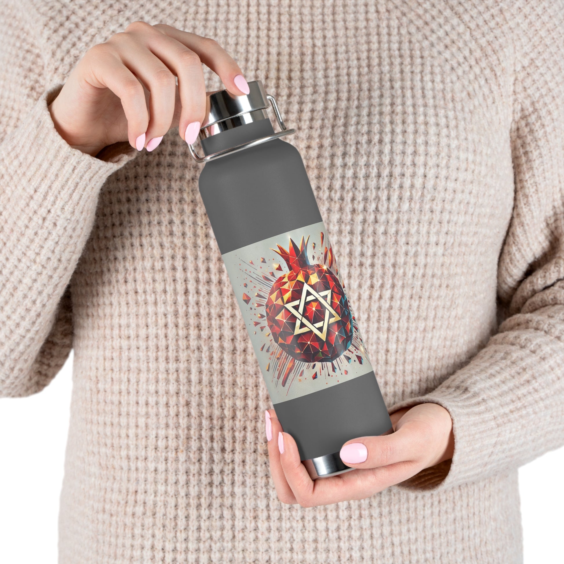 Pomegranate Star of David Copper Vacuum Insulated Bottle, 22oz - American Zionist
