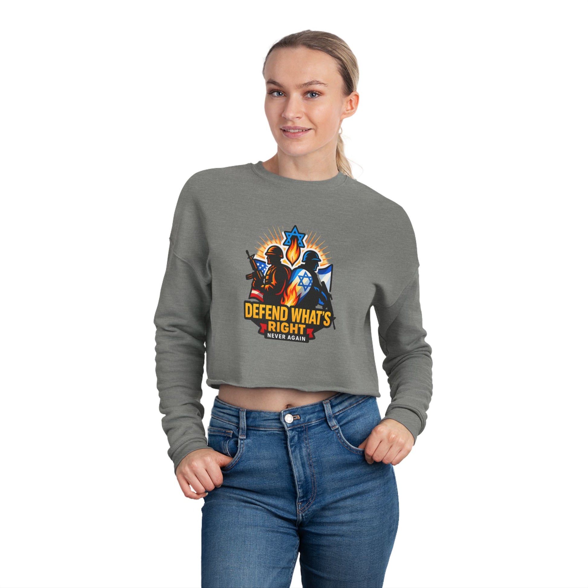Defend Whats Right Women's Cropped Sweatshirt - American Zionist