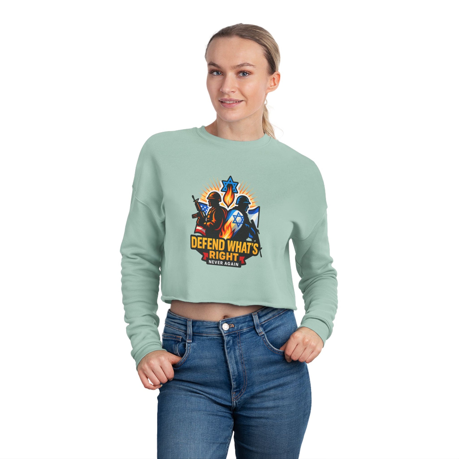 Defend Whats Right Women's Cropped Sweatshirt - American Zionist
