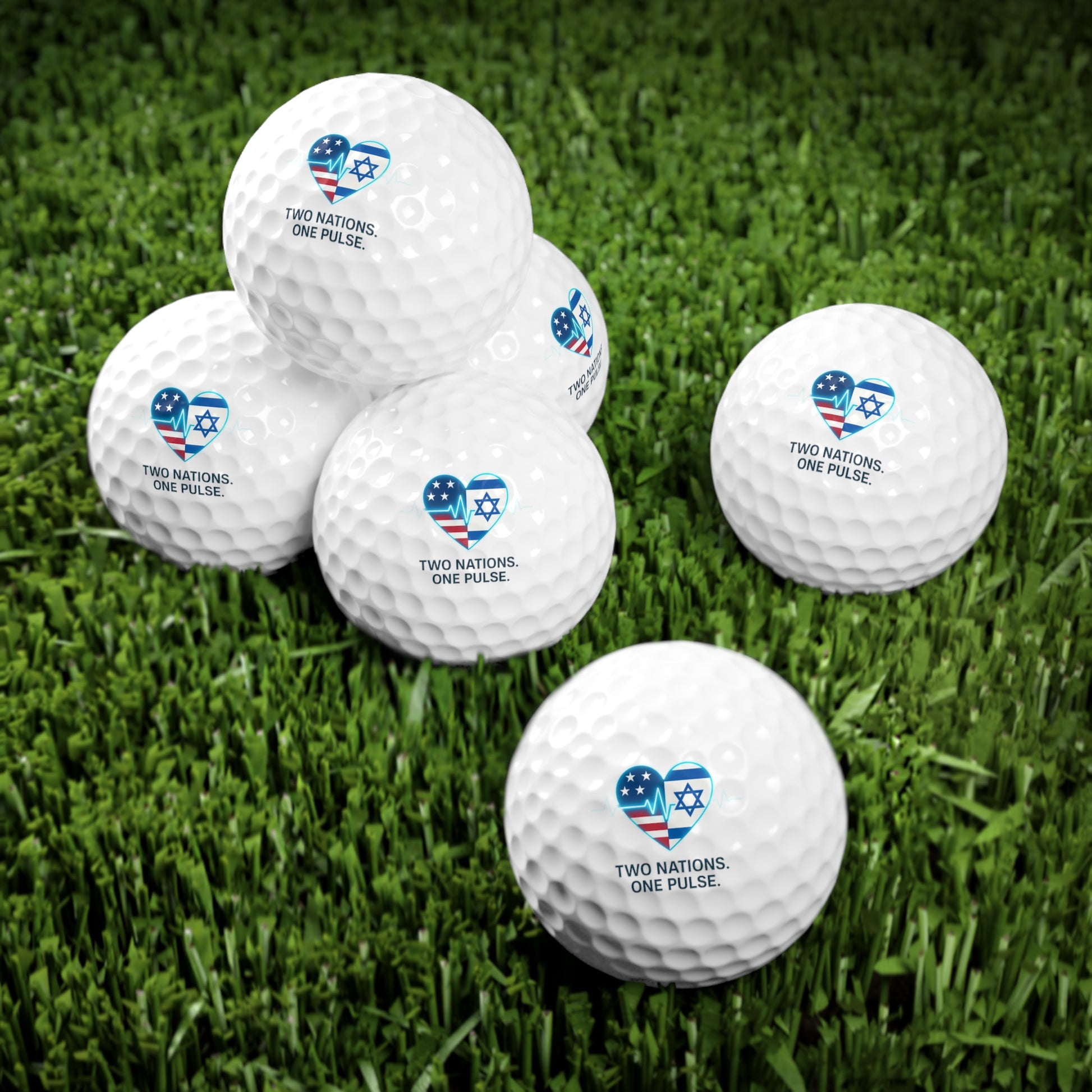 Two Nations. One Pulse Golf Balls, 6pcs - American Zionist