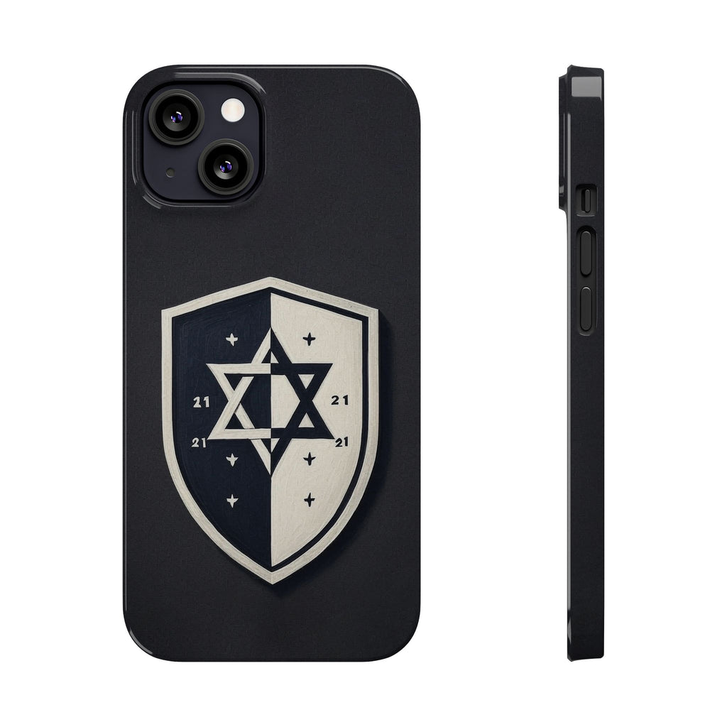 Black and White Shield Slim Phone Cases - American Zionist