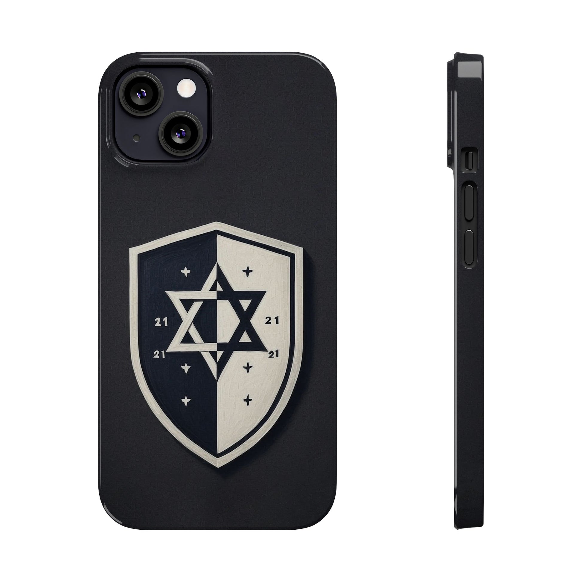 Black and White Shield Slim Phone Cases - American Zionist