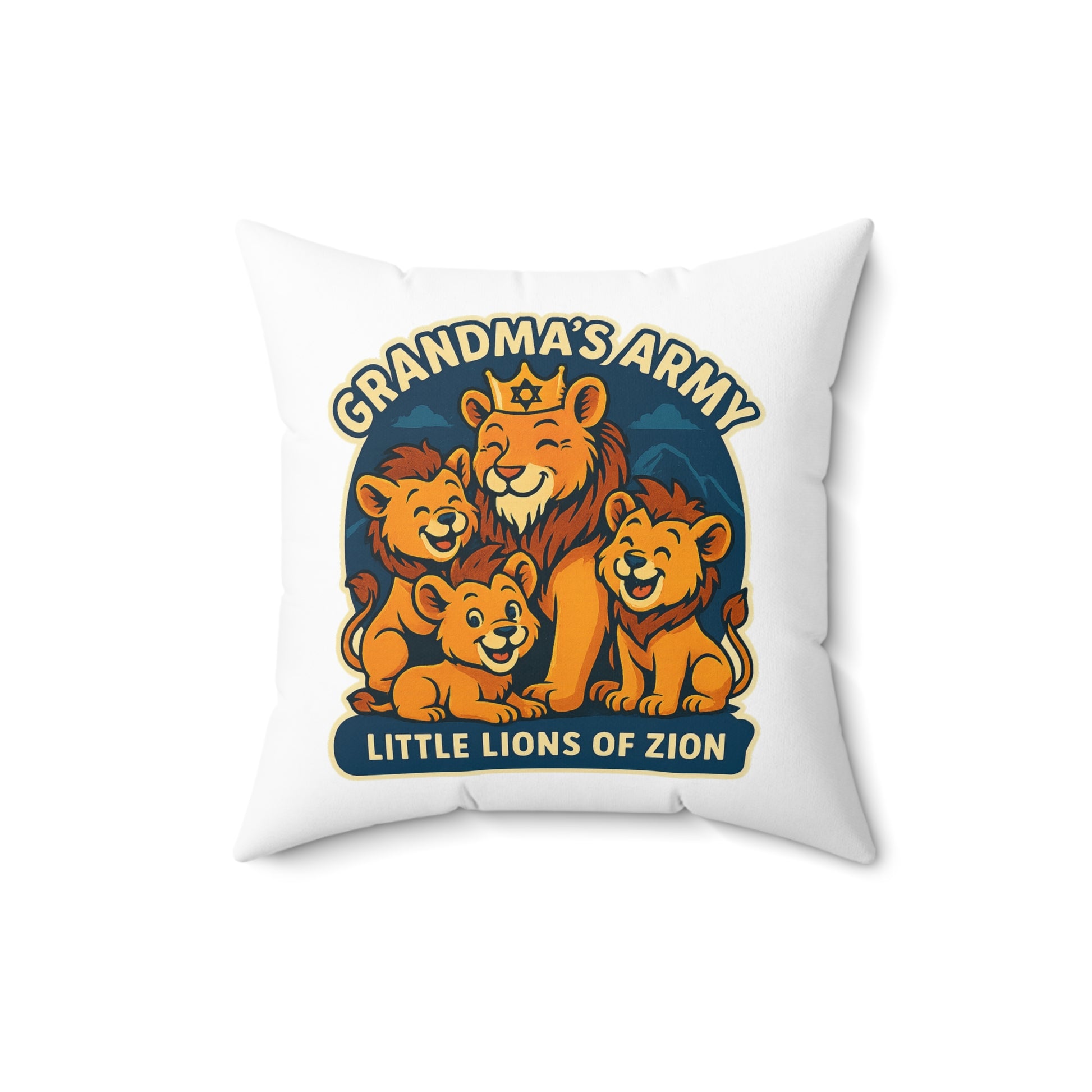Grandma's Little Lions Spun Polyester Square Pillow - American Zionist