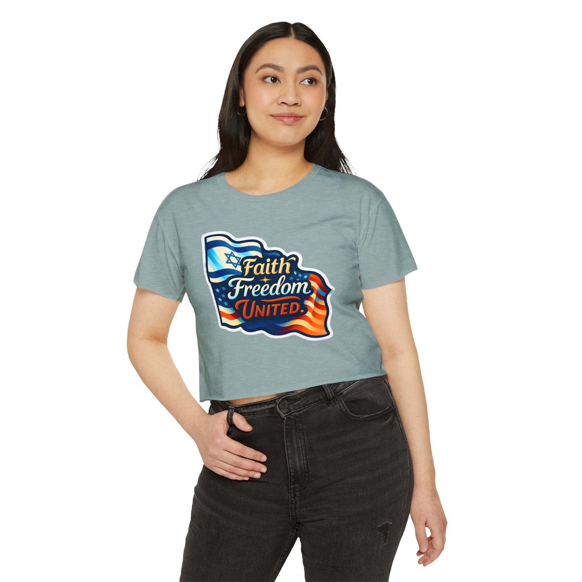 Faith Freedom United Women's Festival Crop Top - American Zionist