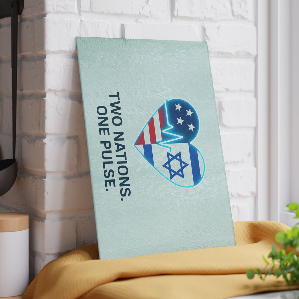 Two Nations. One Pulse Glass Cutting Board - American Zionist