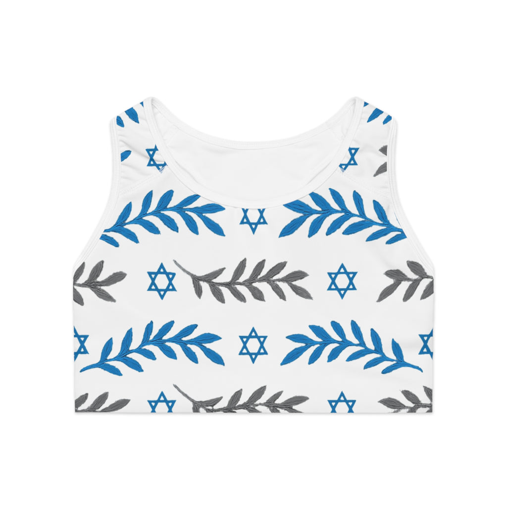 Olive and Shield Sports Bra (AOP) - American Zionist