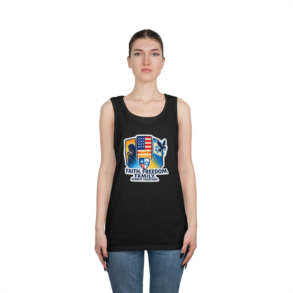 Faith Freedom Family Unisex Heavy Cotton Tank Top - American Zionist