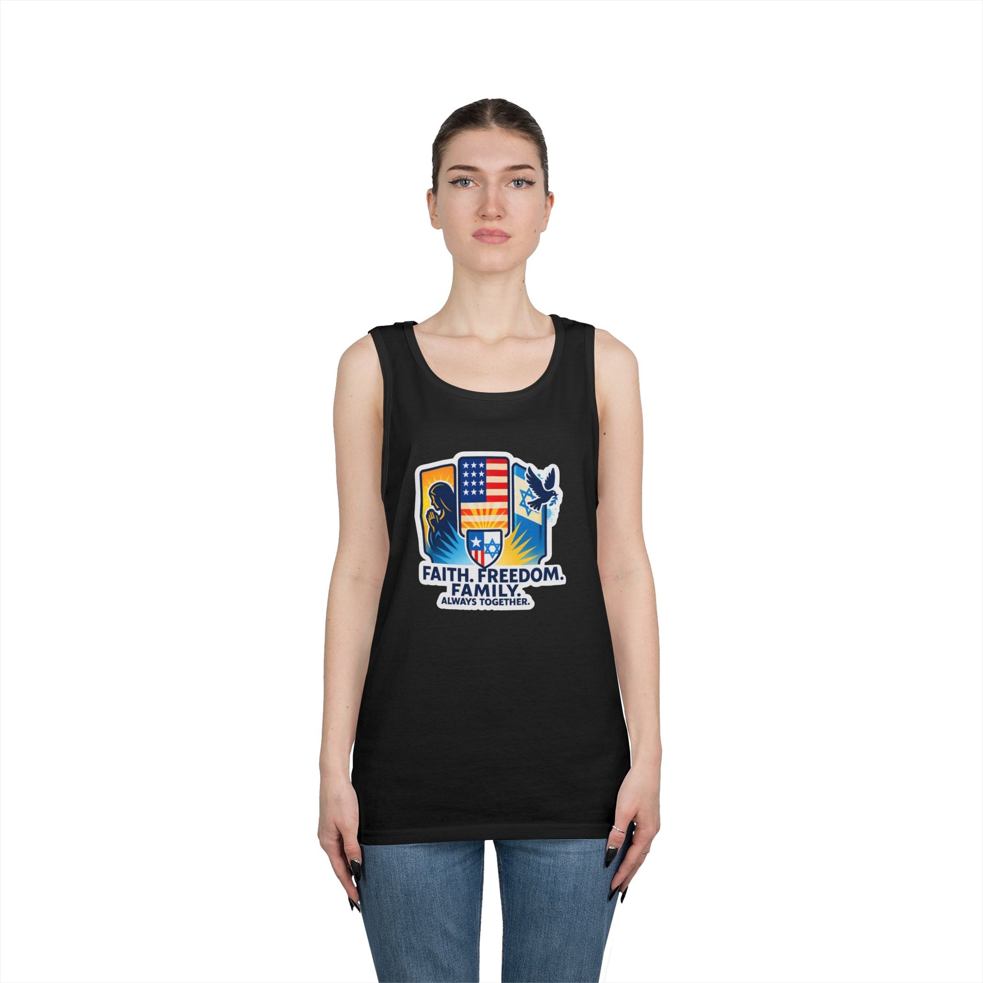 Faith Freedom Family Unisex Heavy Cotton Tank Top - American Zionist